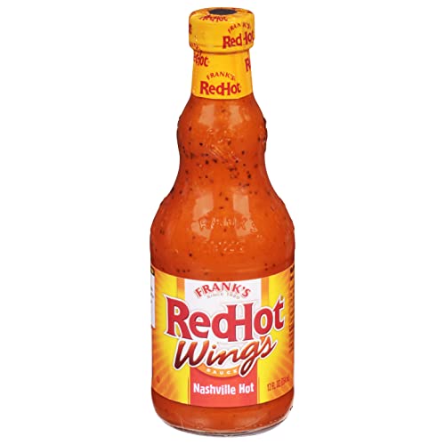 Frank's RedHot Nashville Hot Wings Sauce - 12 fl oz Bottle | Spicy Chicken Wing Sauce for Grilling, Frying & Dipping | Perfect for Game Day & BBQ Parties