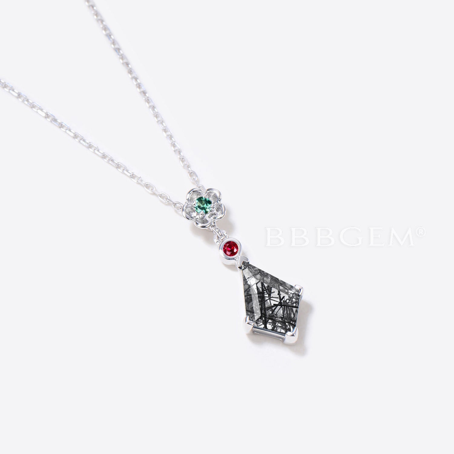 Black Rutilated Quartz Pendant Necklace - Nature Inspired Floral Wedding Jewelry for Women - Perfect for Bridal, Anniversary & Special Occasion Gifts