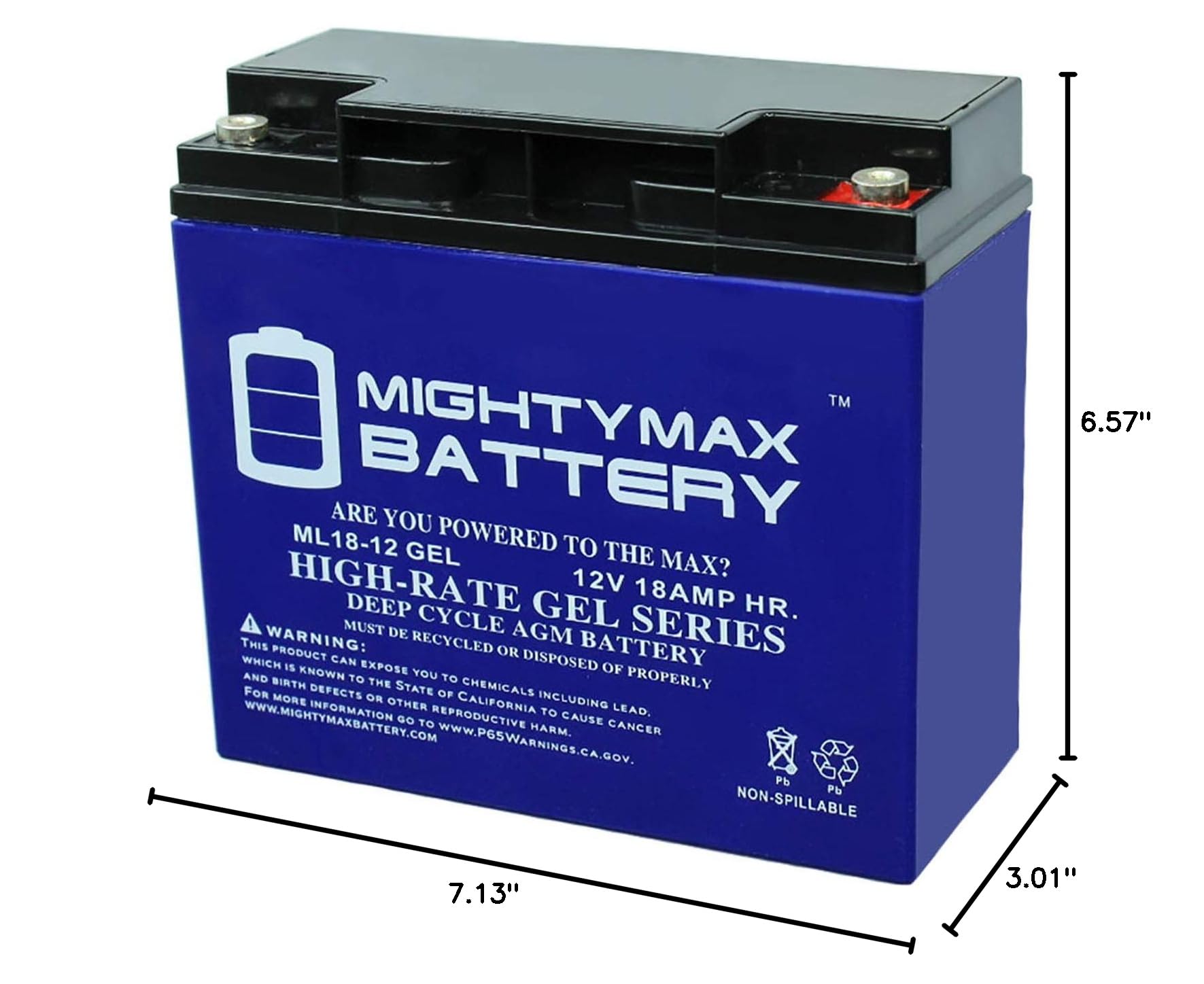 Mighty Max 12V 18AH GEL Rechargeable Battery 2-Pack - Replacement for Yuasa NP18-12B, Power Wheels, Scooters, Emergency Lights & Backup Power Systems