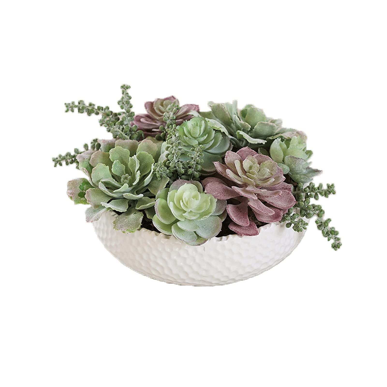 Artificial Succulent Plants in Ceramic Pots - 5.91In(H) x9.06in(W) Colorful Plastic Potted Decor for Home, Office, Party & Festival | HONGFEISHANGMAO Fake Plants (Color: A)