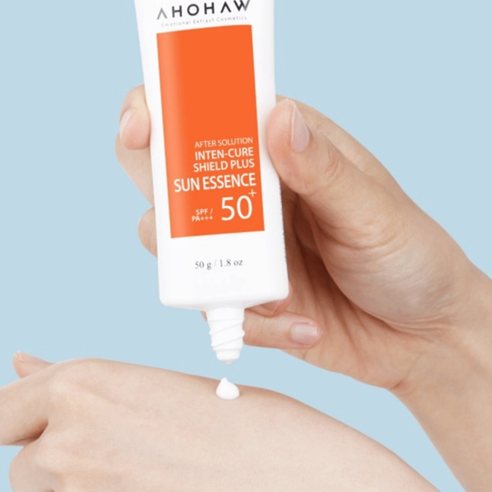 AHOHWA Inten Cure Shield Plus Sun Essence SPF 50ml - Daily UV Protection Face Moisturizer for Anti-Aging & Hydration | Perfect for Outdoor Activities, Travel & Summer Skincare
