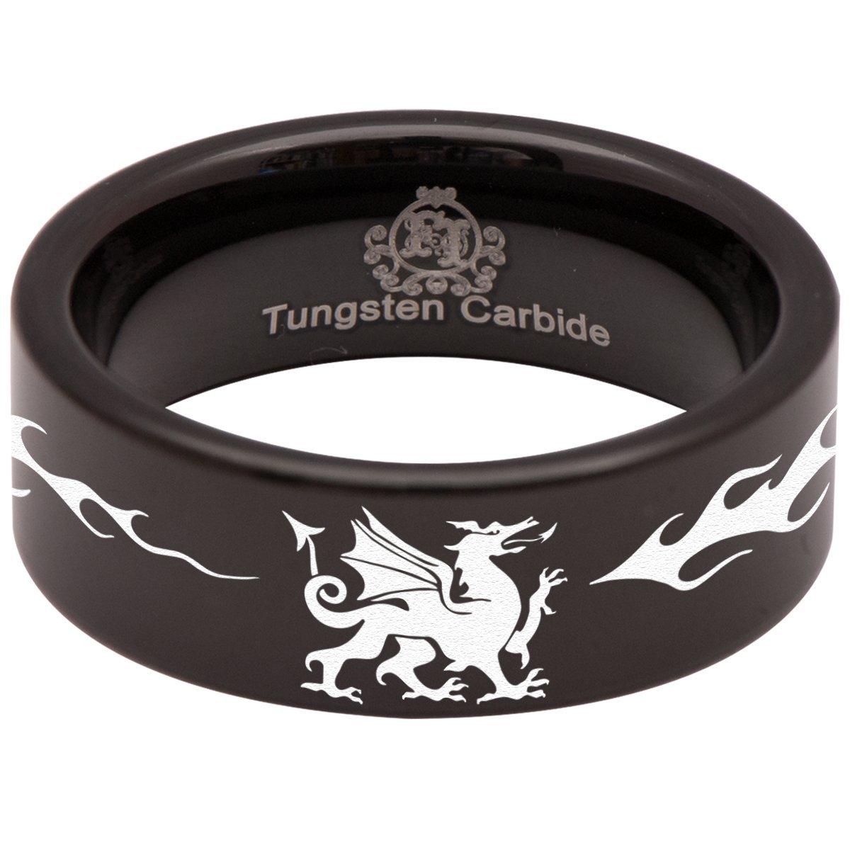 Friends of Irony Tungsten Carbide Welsh Dragon Ring - 8mm Wedding Band for Men & Women - Durable & Stylish Anniversary Gift for Couples - Perfect for Weddings, Engagements & Special Occasions