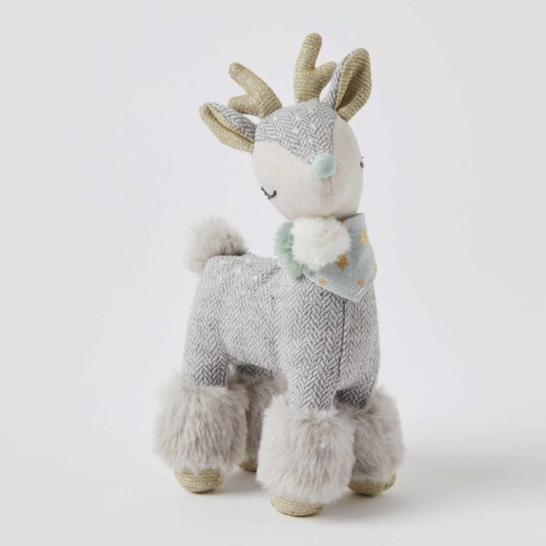 Christmas Silver Sparkle Reindeer Decorations - Festive Holiday Home & Party Decor for Xmas Tree, Mantel, Table Centerpiece