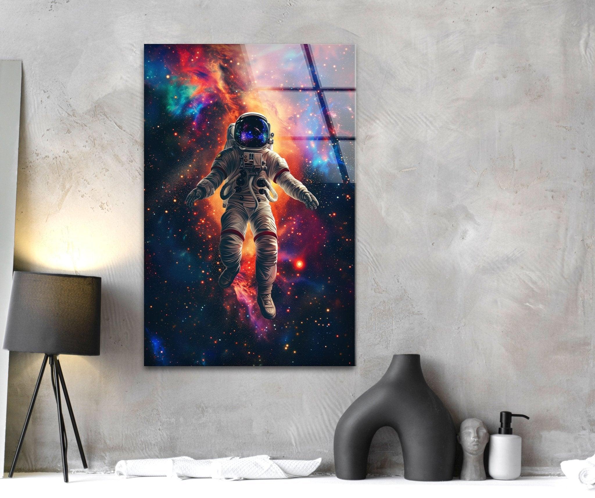 Astronaut in Space Glass Wall Art - Stunning Galaxy Decor for Living Room, Bedroom & Office - Perfect Space Themed Gift for NASA Lovers