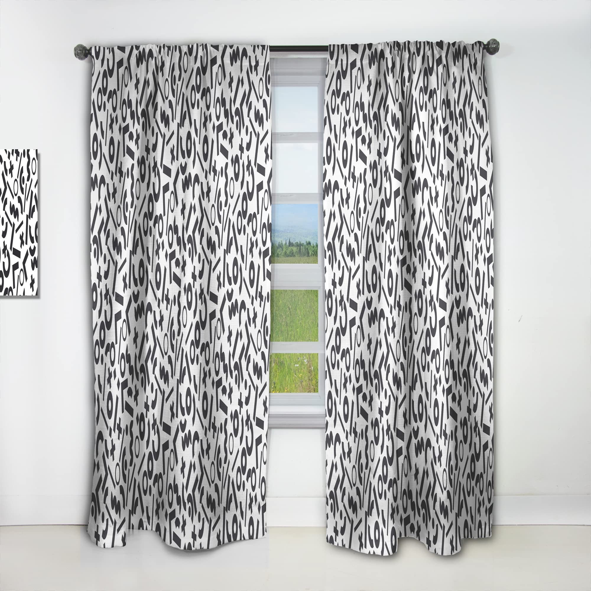 DesignQ Monochrome Geometric Pattern XIII Blackout Curtains - Thermal Insulated Single Panel (52x90 inches) for Bedroom & Living Room - Modern Window Treatment for Home Decor & Light Blocking
