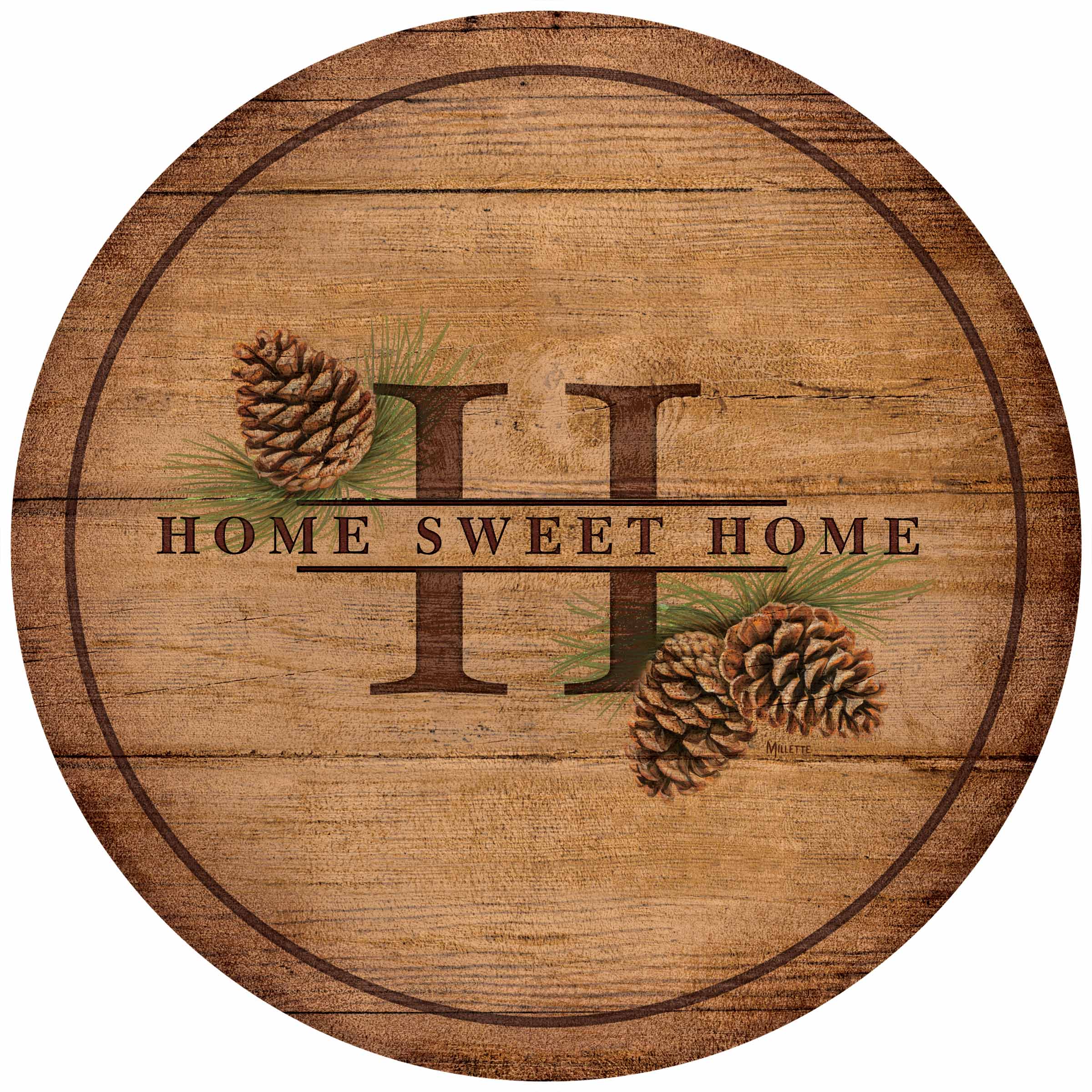 18 Inch Metal Side Table with Pinecone Design - Rustic Home Decor for Living Room, Bedroom, or Patio