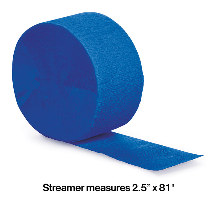 12-Piece Bulk Cobalt Blue Crepe Streamer Roll - 81 Feet Long Party Decorations for Birthdays, Weddings & Celebrations