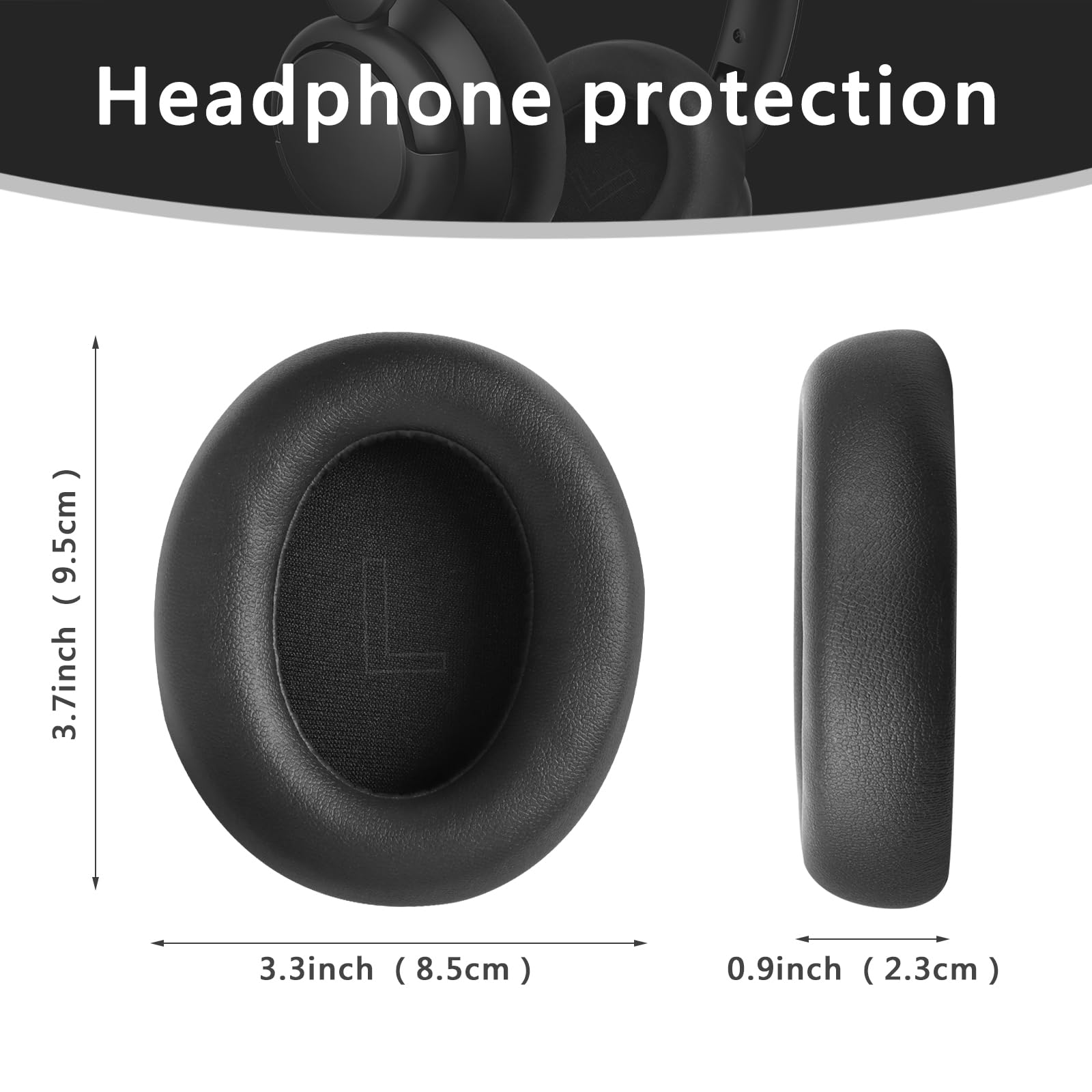 Anker Soundcore Life Q30/Q35 Replacement Earpads - Premium Protein Leather & Memory Foam Ear Cushions - Noise Isolation Headphone Accessories for Work, Travel & Gaming (Black)