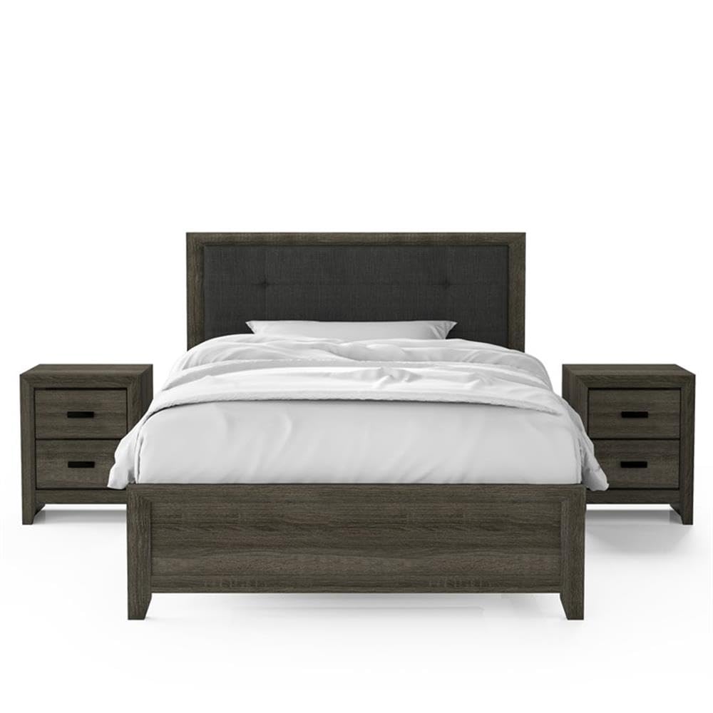 Furniture of America Livorn 3-Piece Gray Wood Bedroom Set - Full Size Bed with 2 Nightstands for Modern Home Decor | Perfect for Master Bedrooms & Guest Rooms