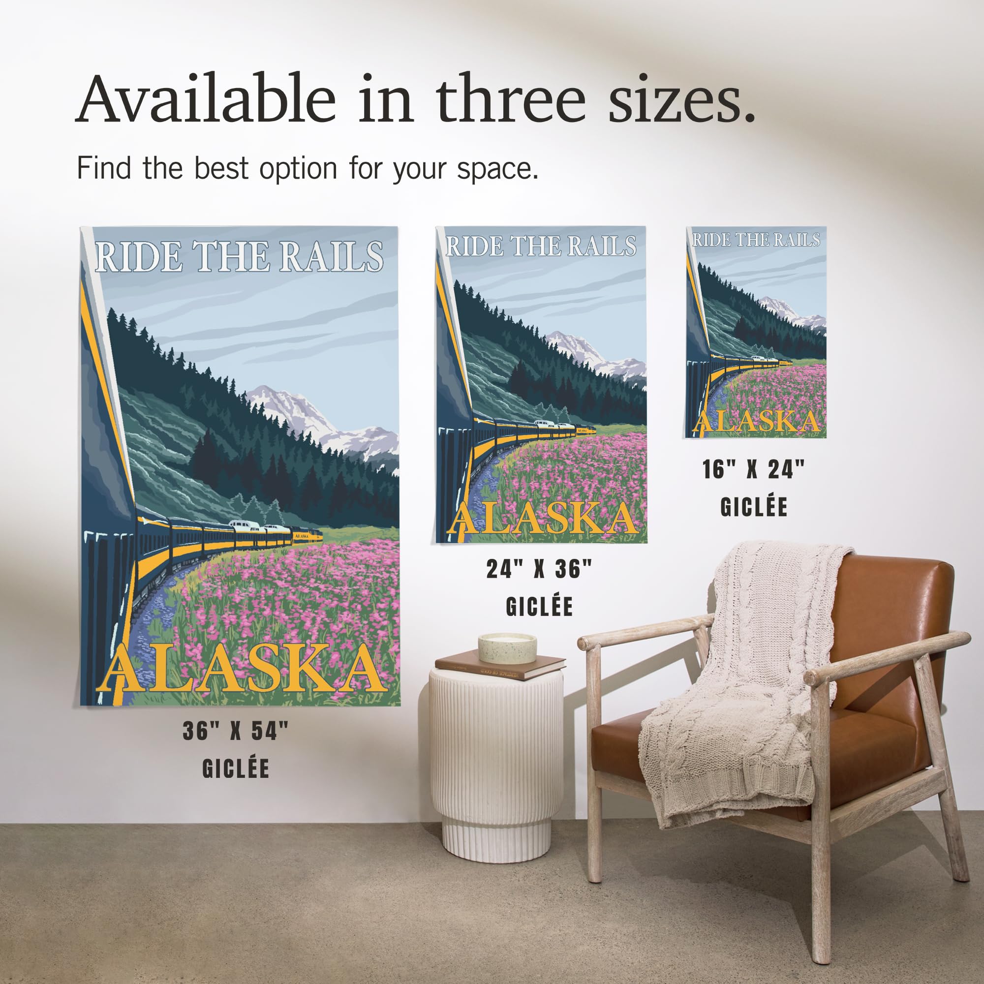 Lantern Press 16x24 Inch Giclee Print - Denali Alaska Railroad Landscape Wall Art | Premium Home & Office Decor for Nature Lovers