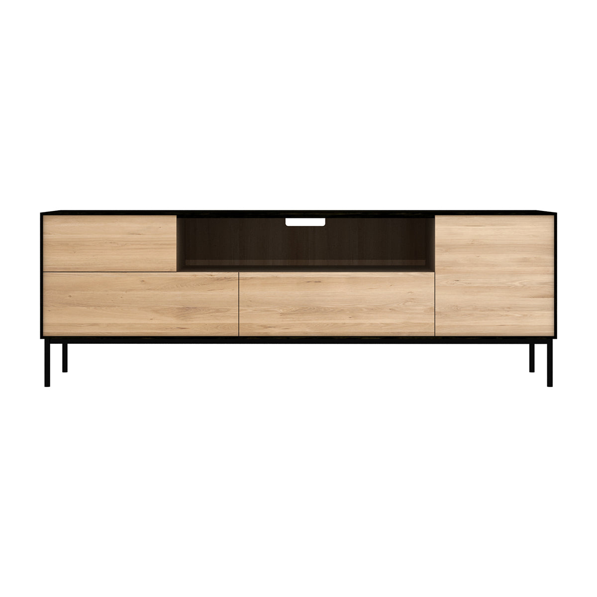 Modern Blackbird TV Stand with Storage Shelves - Stylish Entertainment Center for Living Room, Bedroom, and Home Theater Setup