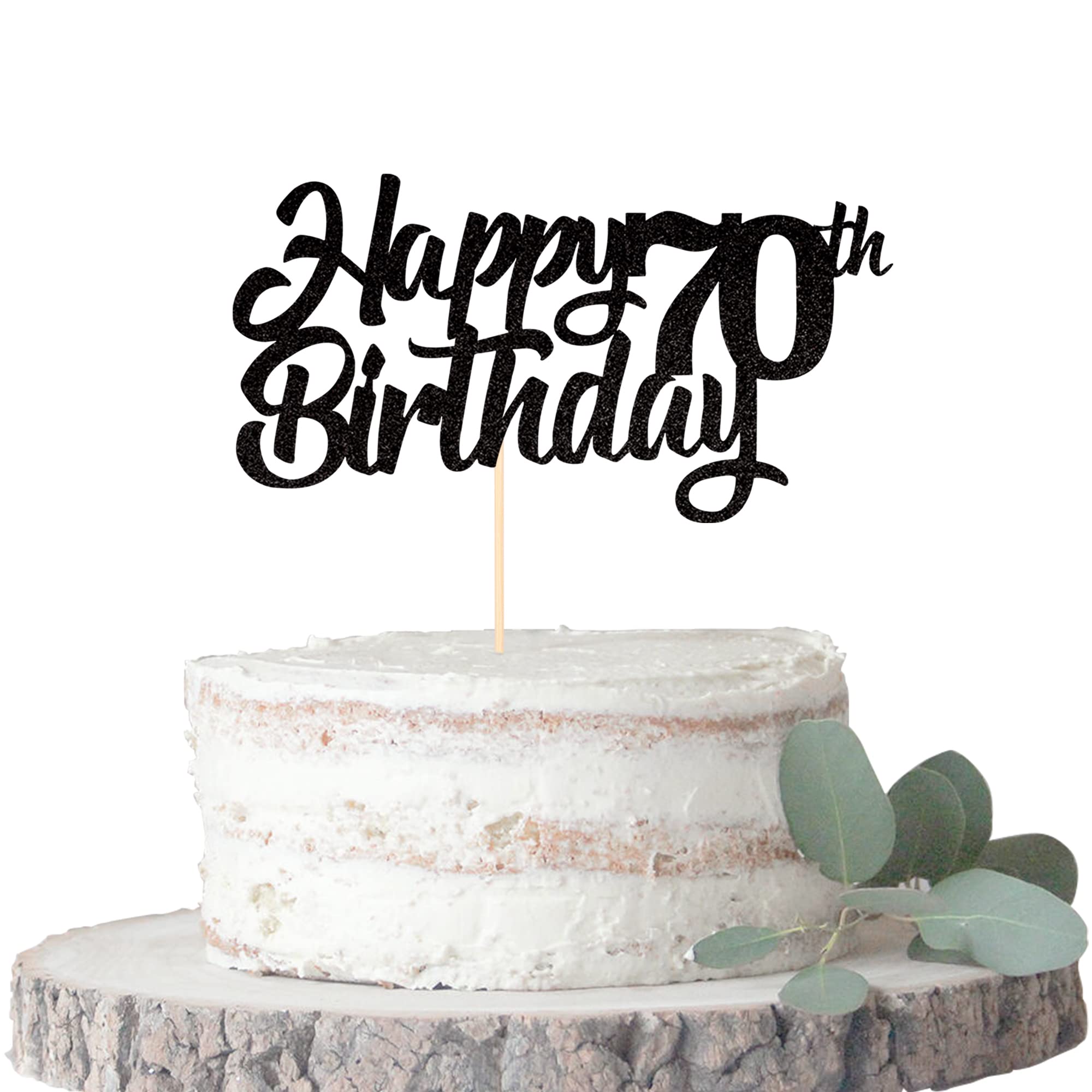 70th Birthday Cake Topper Set - Glitter 70 Cake Picks & Decorations for 70th Birthday Party Supplies (Black) - Perfect for Milestone Celebrations, Retirement Parties & Anniversary Cakes