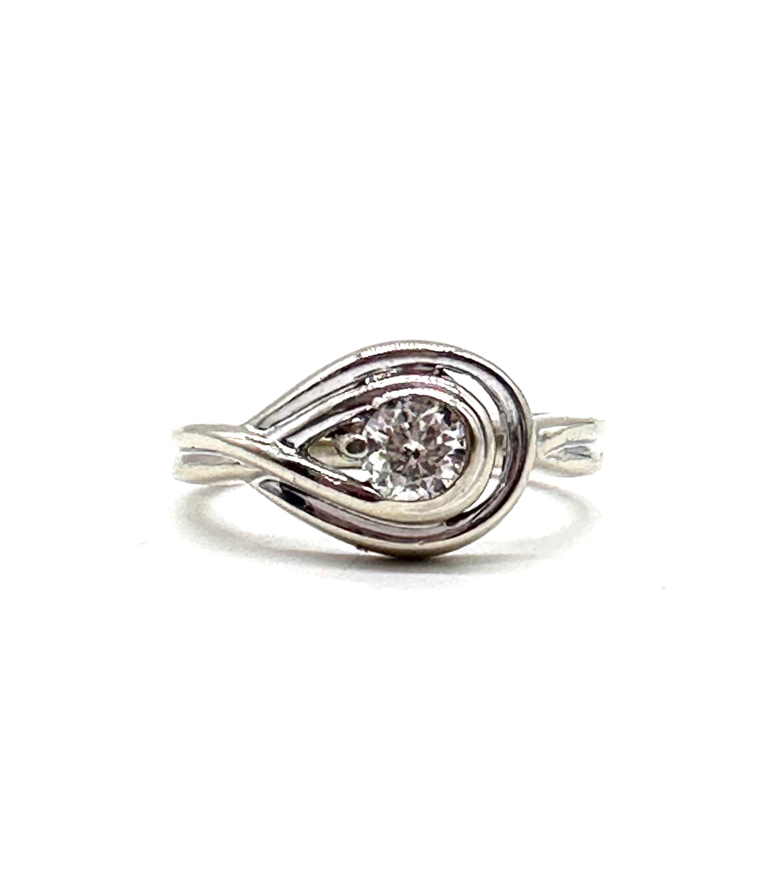 Exquisite Double Loop Diamond Ring for Women - 14K White Gold Wedding Band, Anniversary Gift, Stackable Ring for Everyday Elegance - Perfect for Engagement, Proposal & Special Occasions