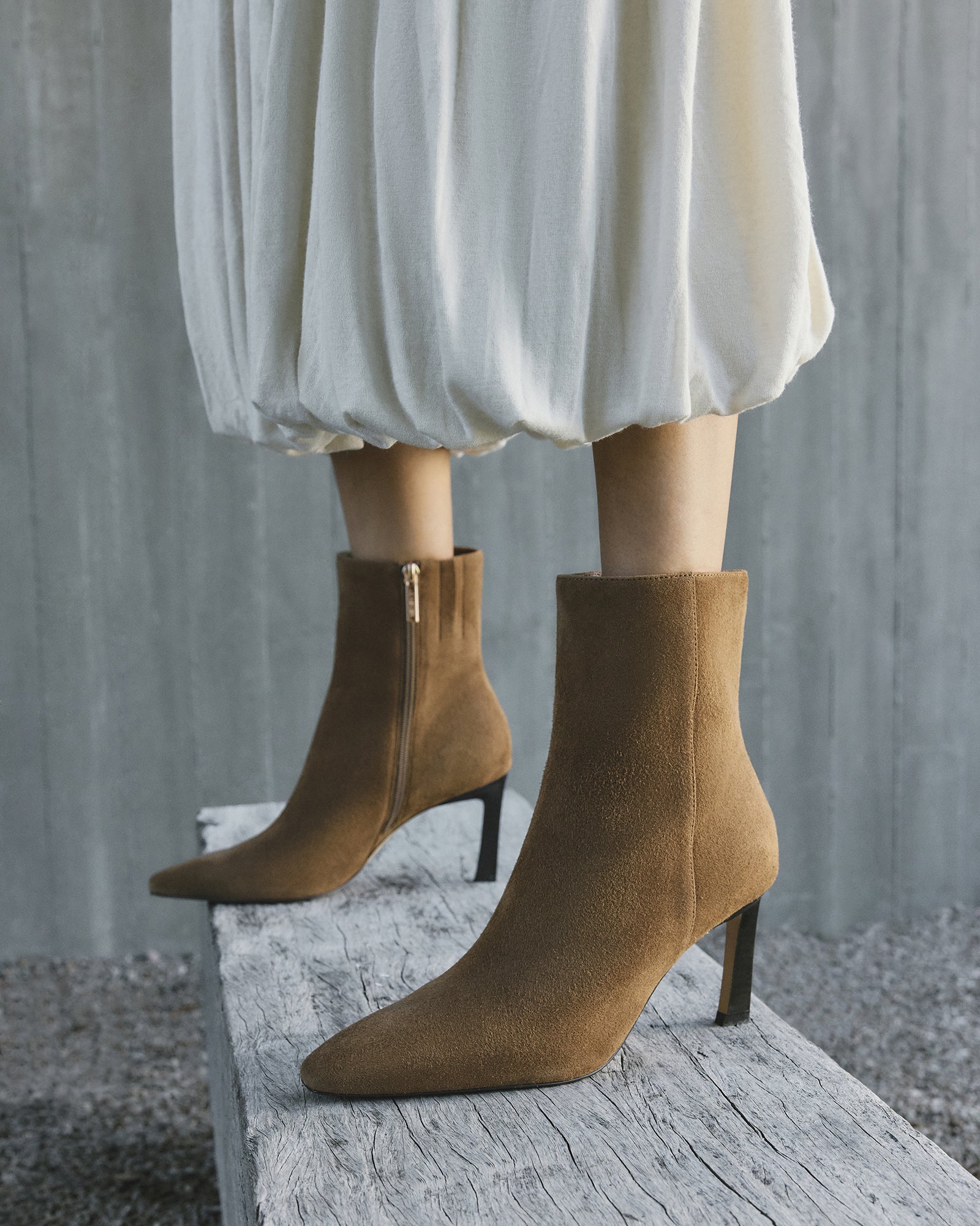 NESSIE MID ANKLE BOOTS BISCUIT SUEDE - Women's Casual Suede Boots for Fall & Winter, Comfortable Walking Shoes for Daily Wear, Office, and Outdoor Activities