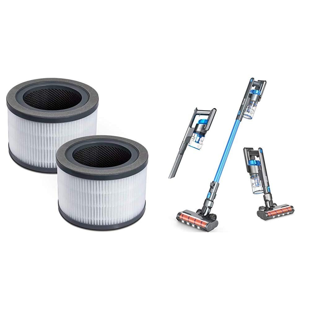 LEVOIT Vista 200 Air Purifier Replacement Filters (2-Pack, Black) & LEVOIT 4-in-1 Cordless Vacuum Cleaner with 40min Runtime for Hard Floors, Pet Hair, Car Cleaning (Blue & Gray) - Perfect for Home Cleaning and Pet Owners