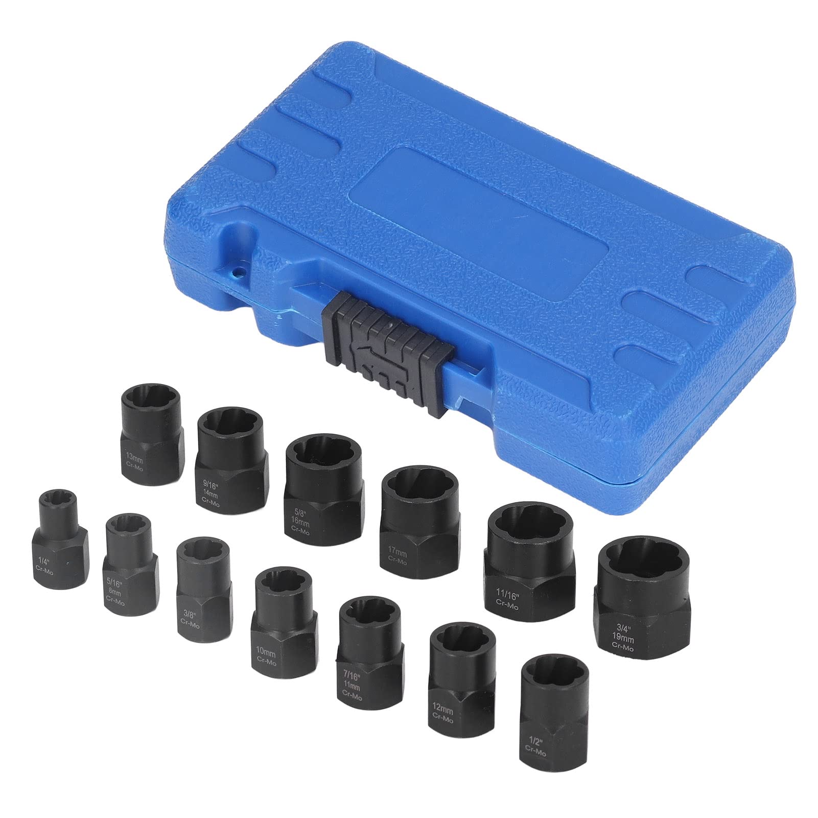 Impact Nut Remover Tool Set - 13-Piece Maximum Torque Kit for Rusted & Damaged Nuts | 38in Heavy-Duty Stripped Bolt Extractor | Ideal for Automotive Repair, Machinery Maintenance & DIY Projects