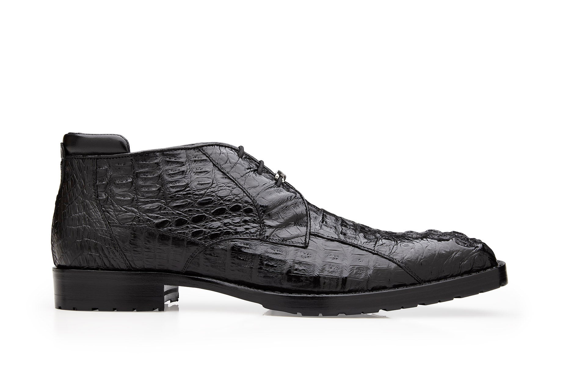 Belvedere Marcello Genuine Hornback Caiman Ankle Boots for Men - Black Leather Dress Shoes - Perfect for Business, Formal Events & Special Occasions