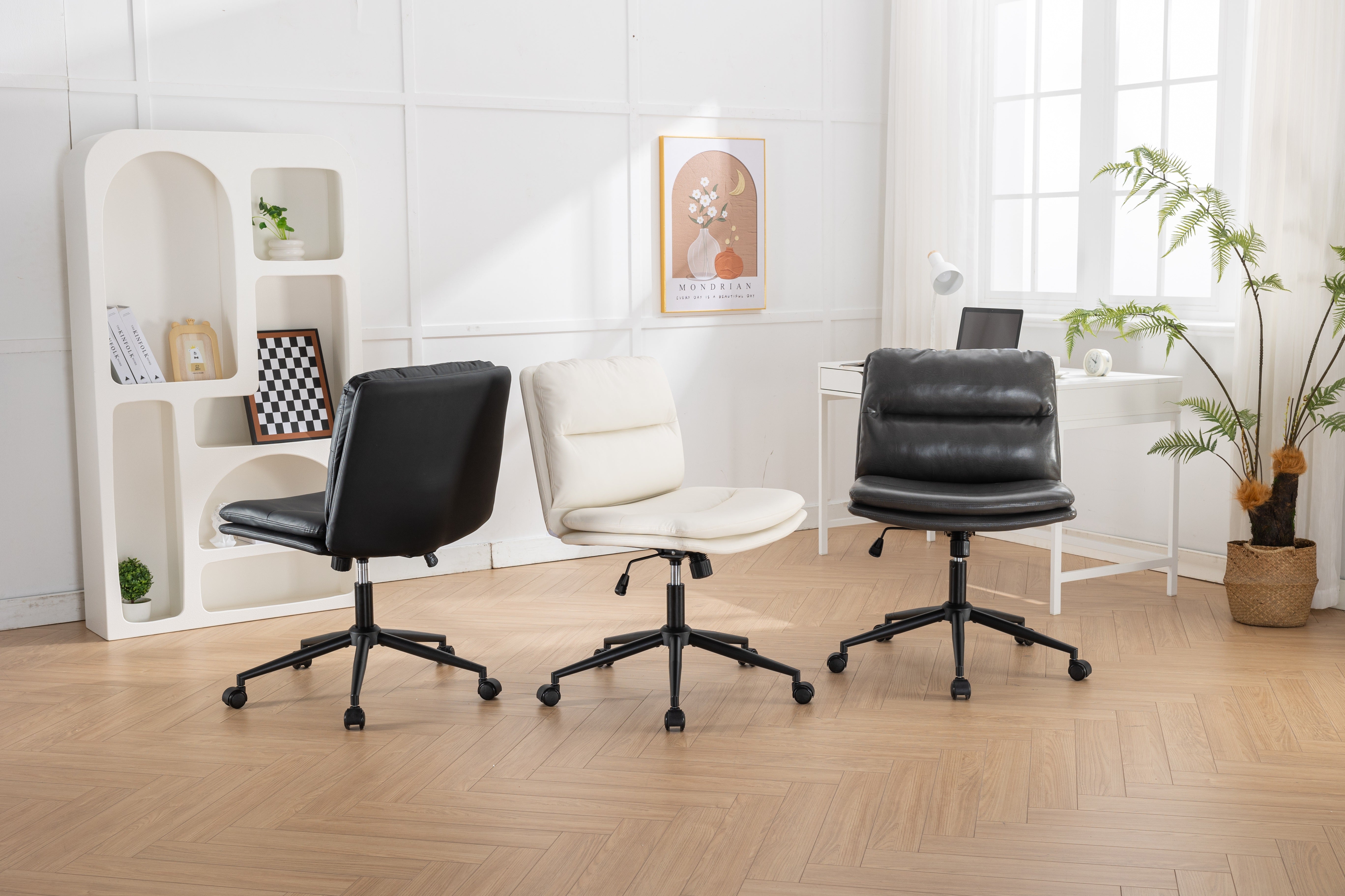 Roundhill Furniture Bizerte Adjustable Swivel Criss Cross Chair - Wide Seat Ergonomic Office Chair for Home & Workspace - Perfect for Desk Work, Gaming & Study Sessions