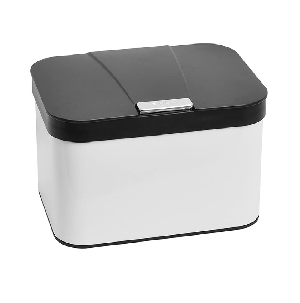 Stainless Steel Kitchen Compost Bin with Lid - 1.13 Gallon Countertop Compost Pail, Compact & Easy Clean Design (Black/White) - Perfect for Organic Waste Recycling in Home, Office, or Restaurant