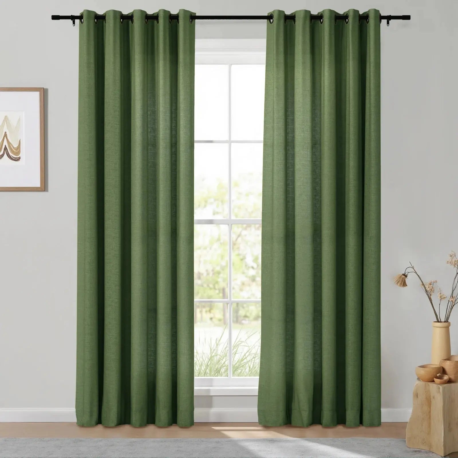 Isabella Heavyweight Cotton Grommet Curtains - Blackout Drapes for Living Room & Bedroom - Noise Reducing Thermal Insulated Window Panels (Set of 2)