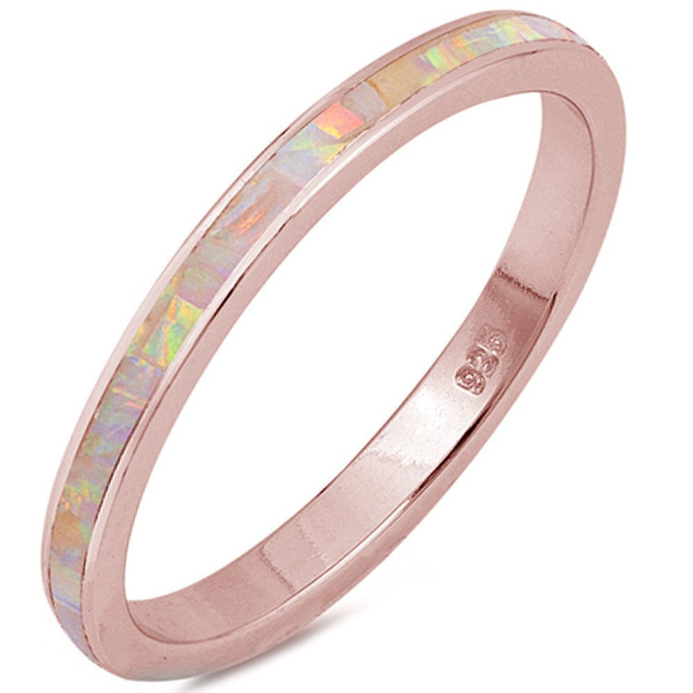 Rose Gold Tone & Lab Pink Opal