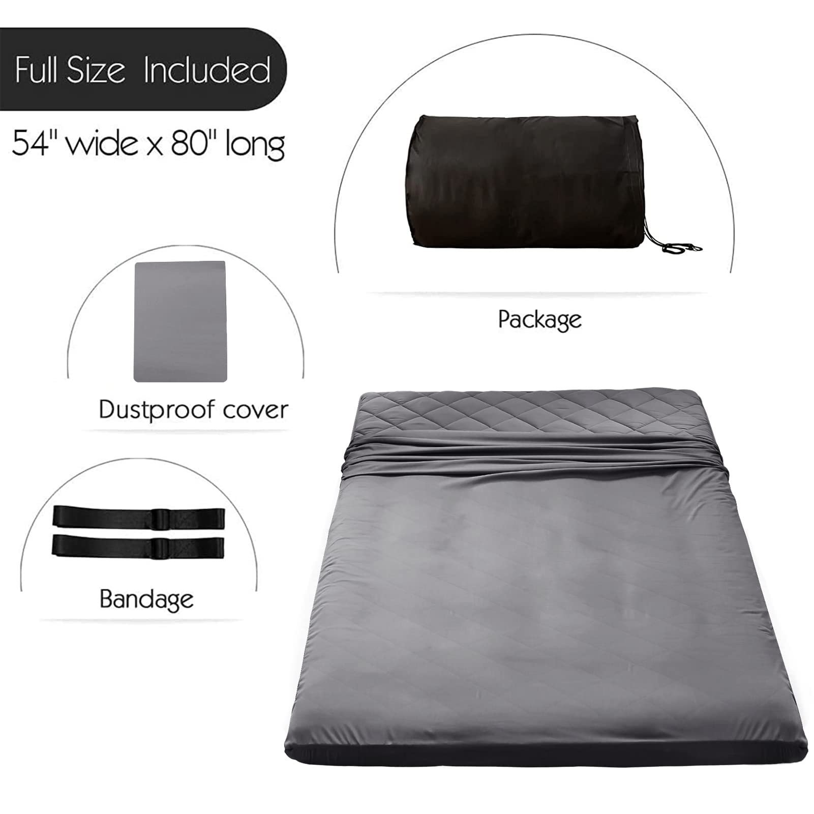 MAXYOYO Japanese Floor Futon Mattress - Full/Queen Size Foldable Floor Bed with Diamond Pattern | Portable Foam Mattress for Adults | Ideal for Guest Rooms, Small Apartments & Camping (Dark Grey)