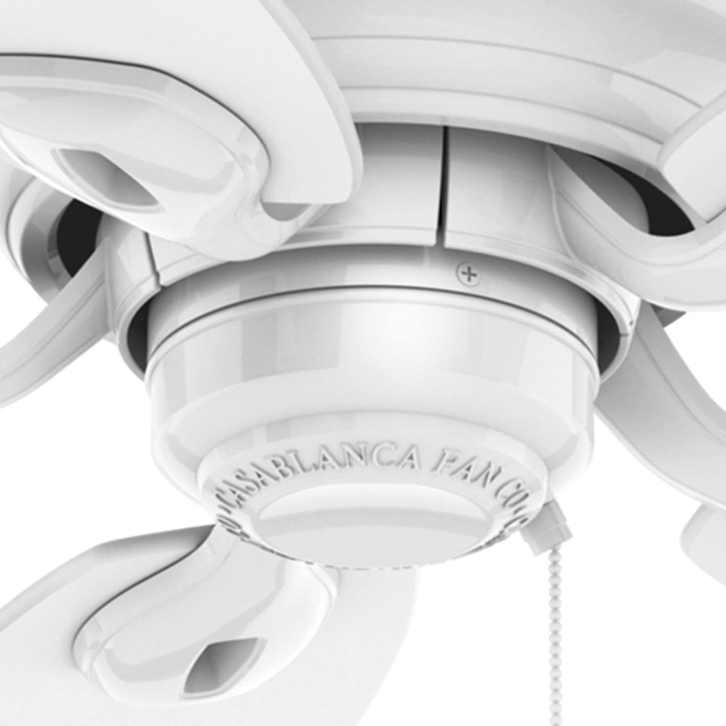 Hunter Fan Company Casablanca Durant 54-inch Low Profile Indoor Ceiling Fan with Pull Chain Control - White (54103) - Perfect for Living Rooms, Bedrooms, and Home Offices