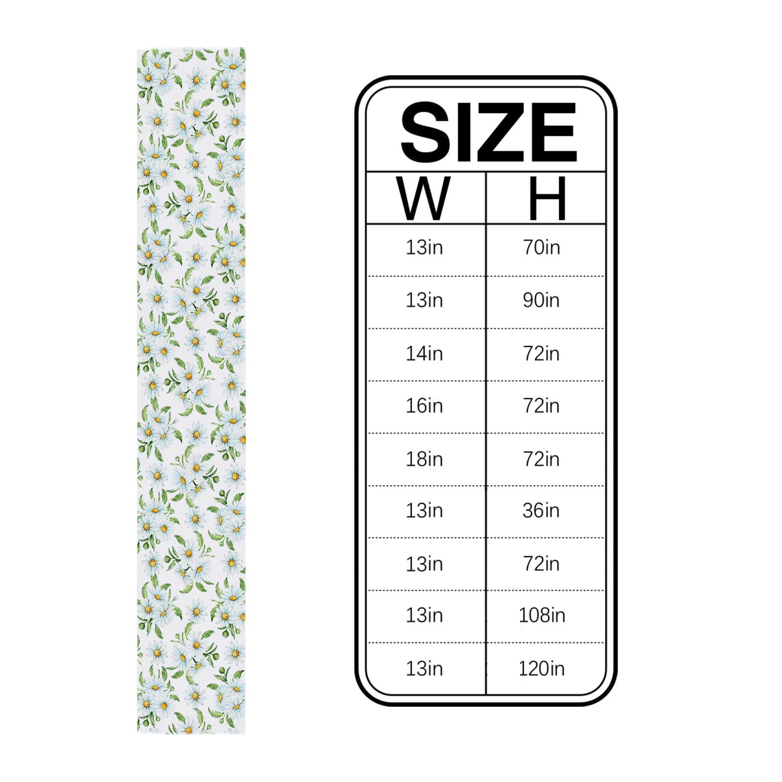 T&H XHome 90 Inch Cotton Linen Table Runner - Spring White Daisy Floral Pattern Washable Burlap Dresser Scarf for Farmhouse, Kitchen, Wedding & Party Decor | Perfect for Dining Tables, Buffets, and Holiday Celebrations