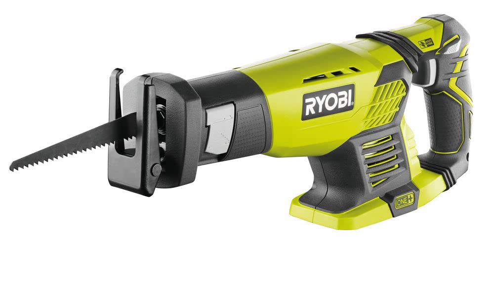 RYOBI 18V ONE+ Cordless Reciprocating Saw (Tool Only, No Battery/Charger) - 22mm Stroke Length, 18cm Cutting Depth - Tool-Free Blade Change, Adjustable Shoe, Anti-Vibration Grip - RRS1801M - Perfect for DIY Home Projects, Construction Work & Wood Cutting
