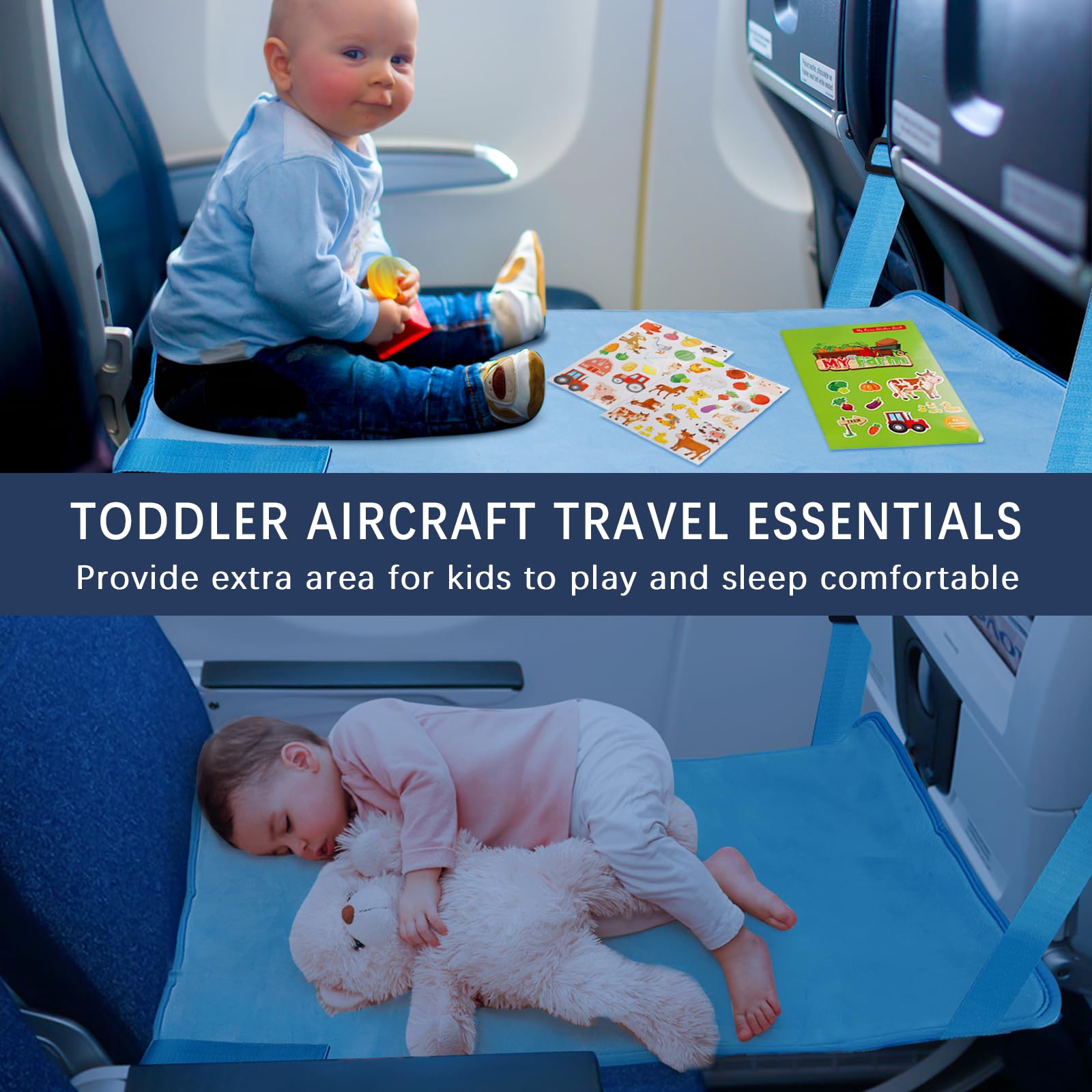 Portable Toddler Airplane Bed for Kids 1-4 Years - Soft Travel Seat Extender & Foot Rest for Flights | Perfect for Long-Haul Travel & In-Flight Comfort