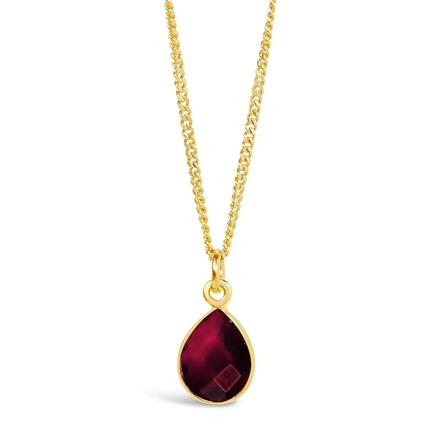 Garnet Charm Necklace in Gold - January Birthstone Jewelry for Women | Perfect Gift for Birthday, Anniversary & Valentine's Day