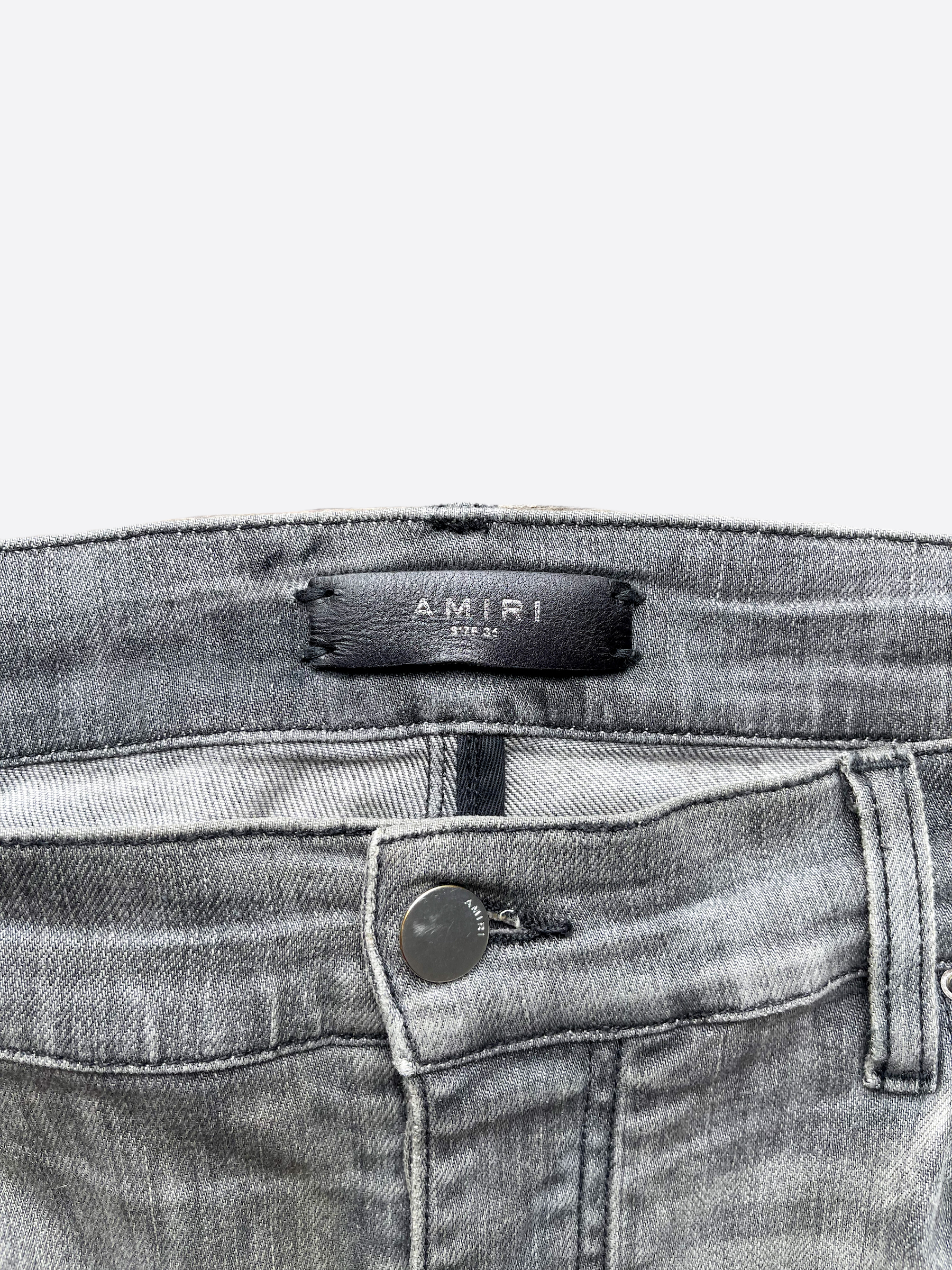 Amiri Grey MX2 Biker Denim Jeans for Men - Stylish Motorcycle Riding & Urban Fashion