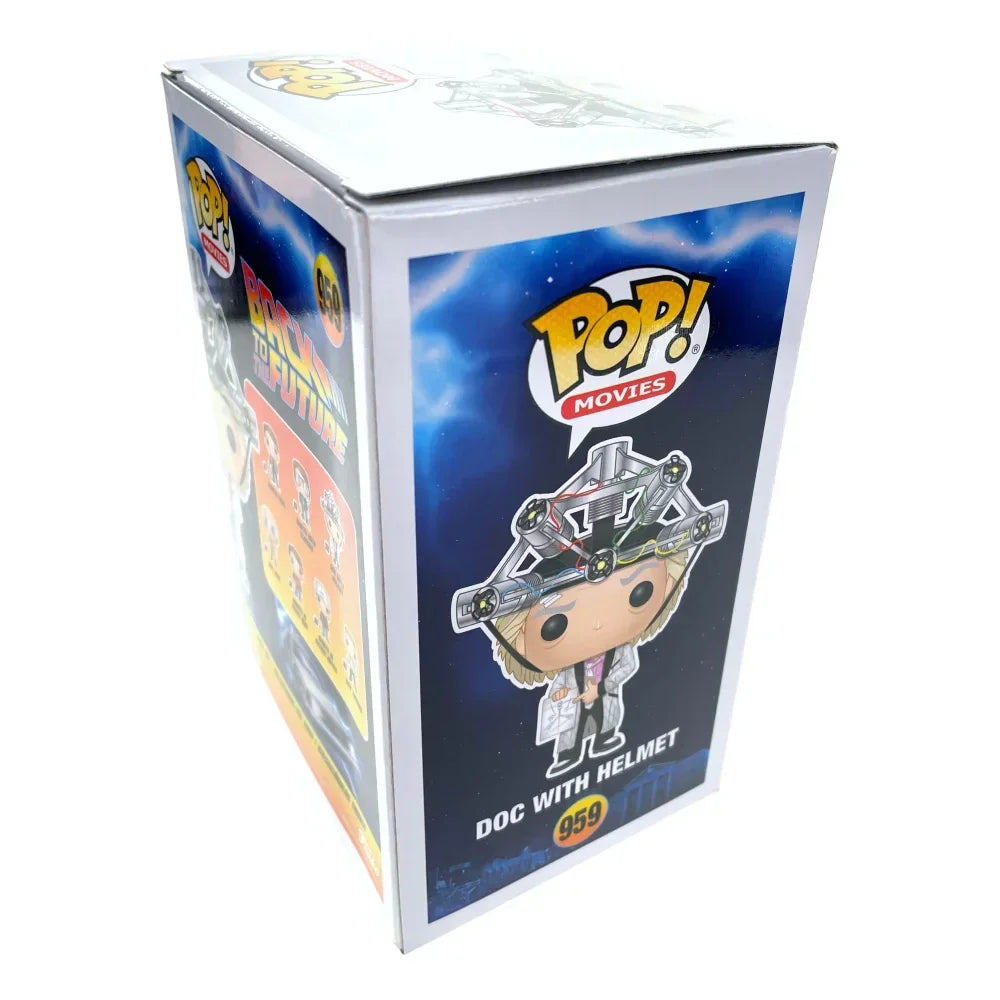 Christopher Lloyd Autographed Funko Pop Doc Brown #959 Back to the Future Collectible with JSA COA & Helmet - Perfect for Movie Fans, Gift Giving, and Pop Culture Displays