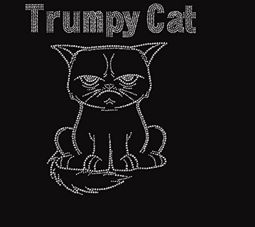 Trump Cat Rhinestone Iron-On Transfer - Patriotic DIY T-Shirt Decoration for Political Events & Costume Parties
