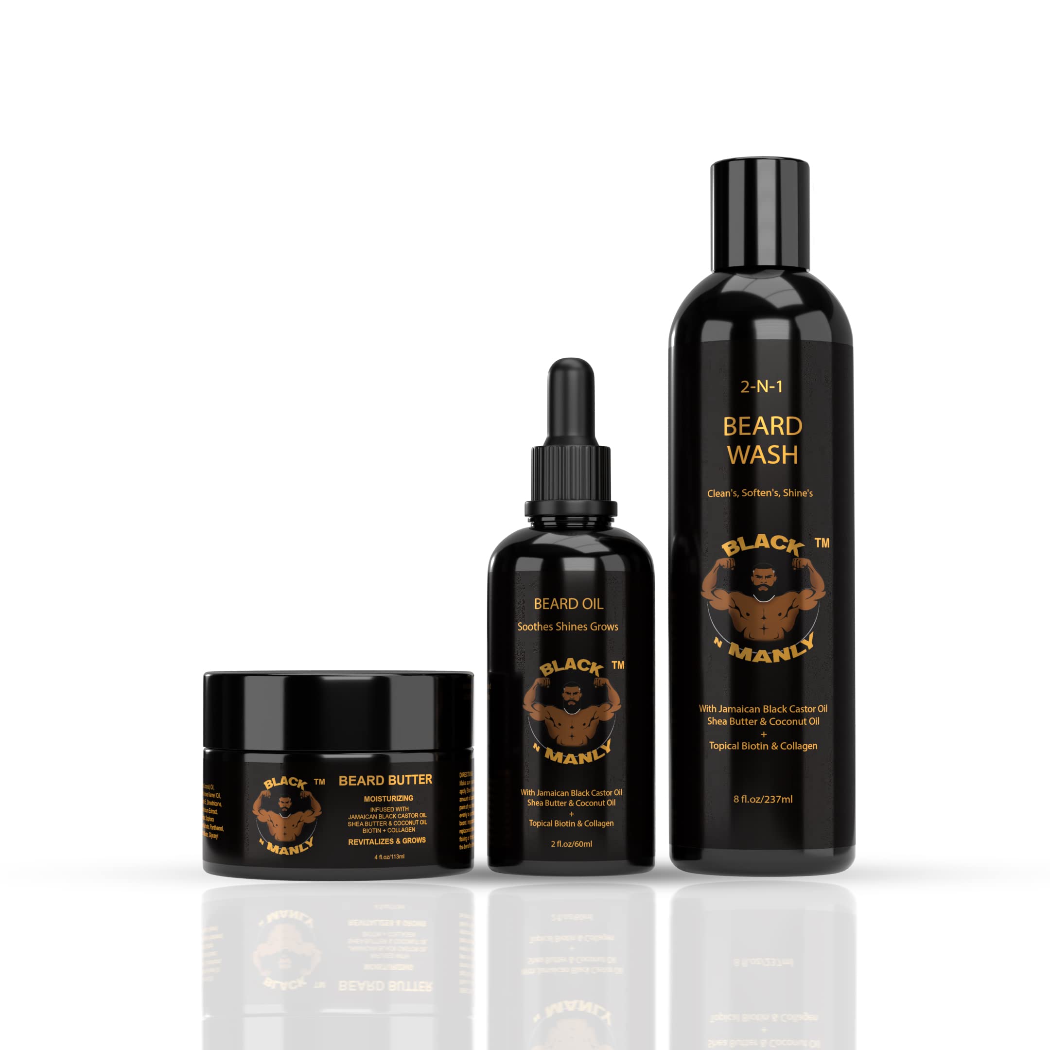 BLACK N MANLY 2-in-1 Beard Wash & Conditioner - 8 fl oz with Biotin & Collagen - Cleans, Shines & Refreshes with Cologne Scent - Natural Oils & Butters for Healthy Facial Hair - Perfect for Daily Grooming & Styling Routines