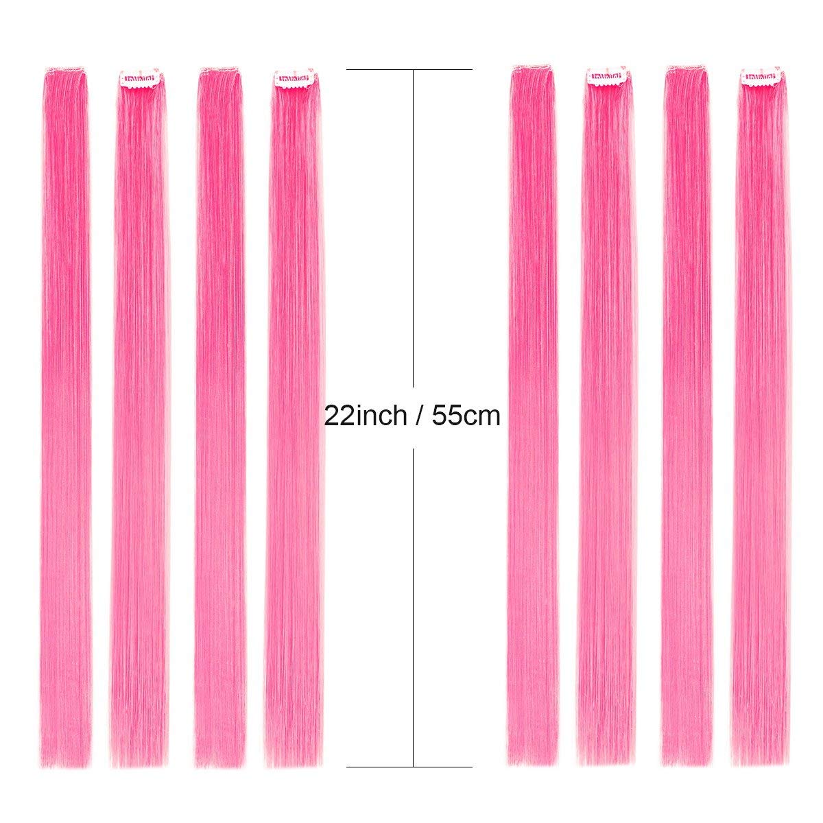 FOK 2 Pcs 21 Inch Baby Pink Synthetic Straight Hair Extensions for Women & Girls - Perfect for Cosplay, Parties, and Daily Styling