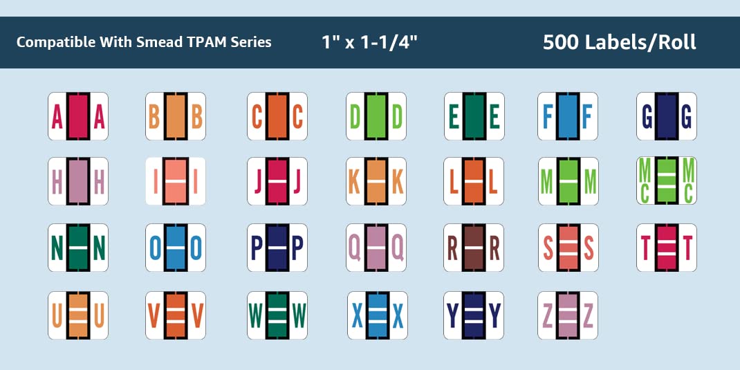 Doctor Stuff - File Folder Labels, Alphabet Letter Set A-Z with Alternate Green MC, Includes Tray, Compatible with Smead BCCR/BCCS - TPAM Series, 1