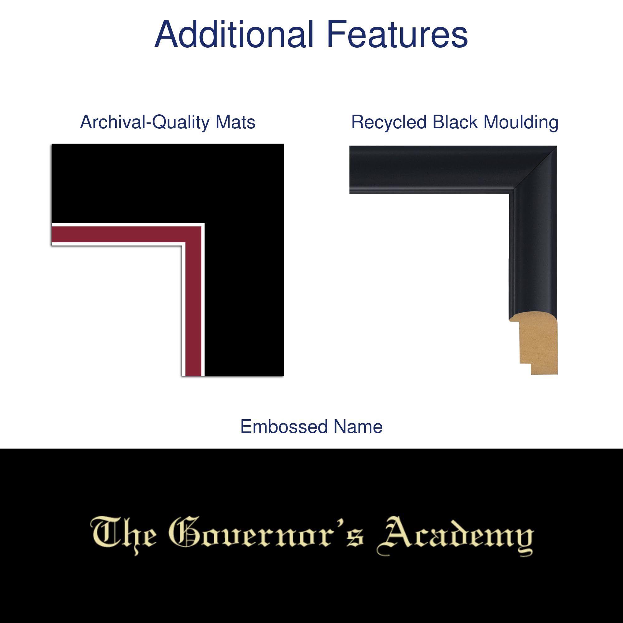 Governor's Academy 9x7 Inch Tassel Diploma Frame for High School Graduation - Gold Embossed Tassel & Cord with Black Moulding and Crimson Matting - Perfect for Displaying Diplomas, Awards, and Graduation Memorabilia in Home or Office