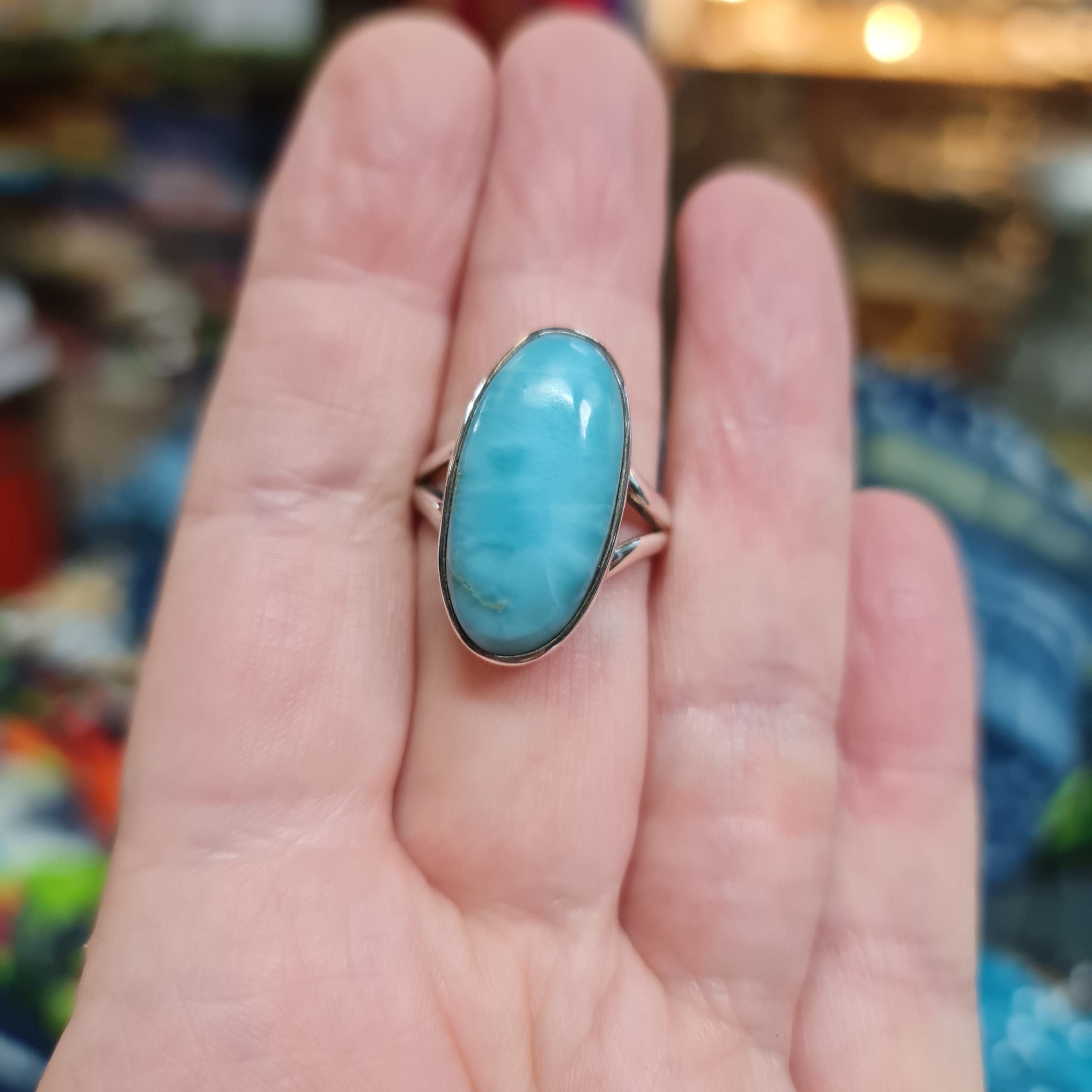 Larimar Sterling Silver Rings for Women - Size 7 & 9 - Handmade Dominican Blue Stone Jewelry - Perfect for Beach Vacation, Gift Giving & Everyday Wear