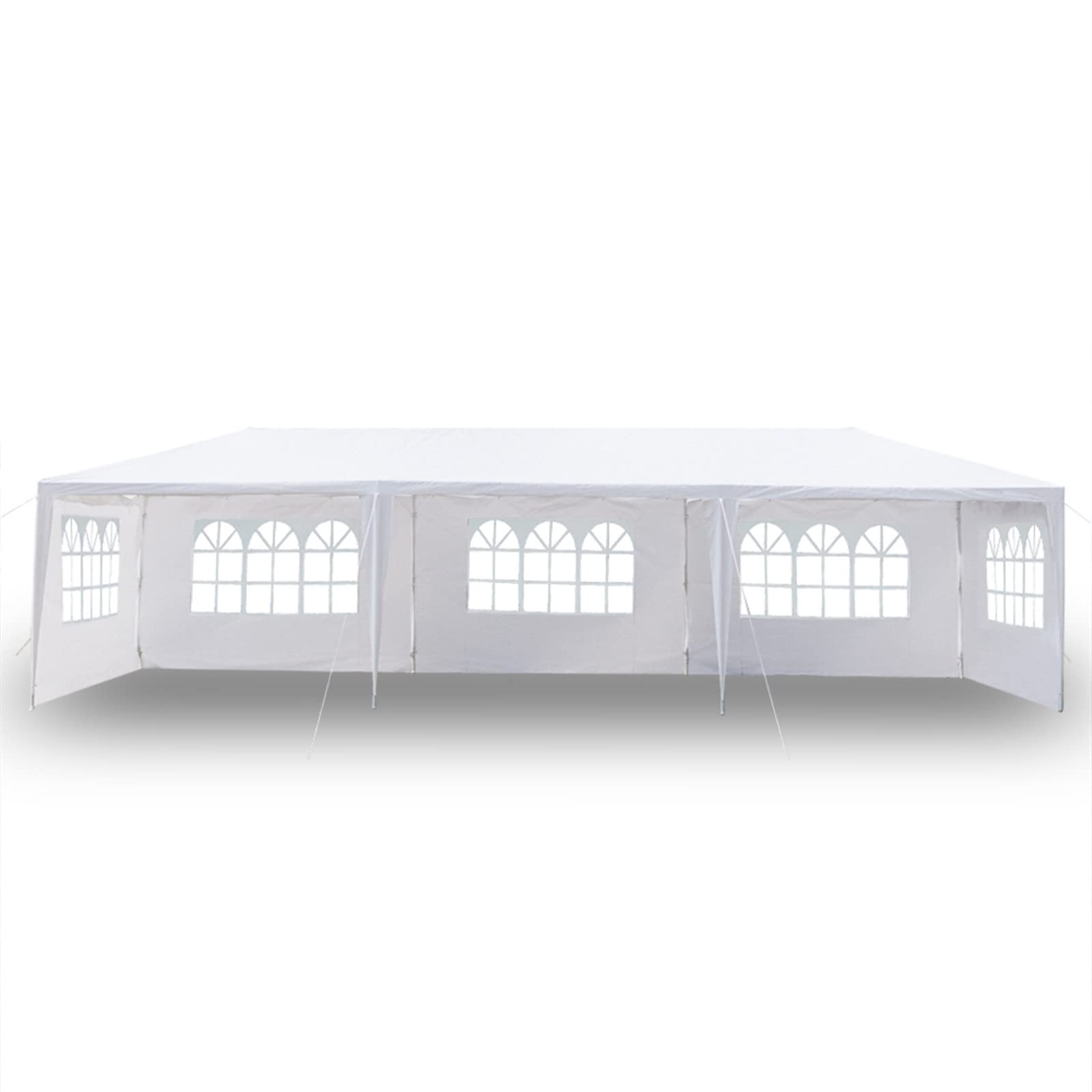 VERYKE 10'x30' White Waterproof Outdoor Canopy Gazebo Tent with 5 Removable Sidewalls, Spiral Tubes & Brighter Windows - Perfect for Patio, Backyard, Wedding, Party, BBQ, and Outdoor Events