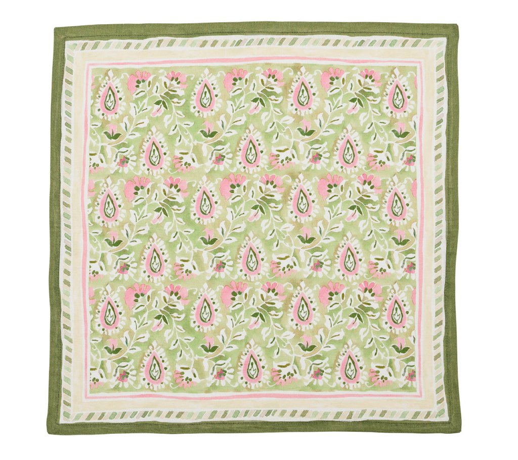 Premium Green & Pink Mira Napkins - Set of 4 for Elegant Dining, Parties & Home Decor