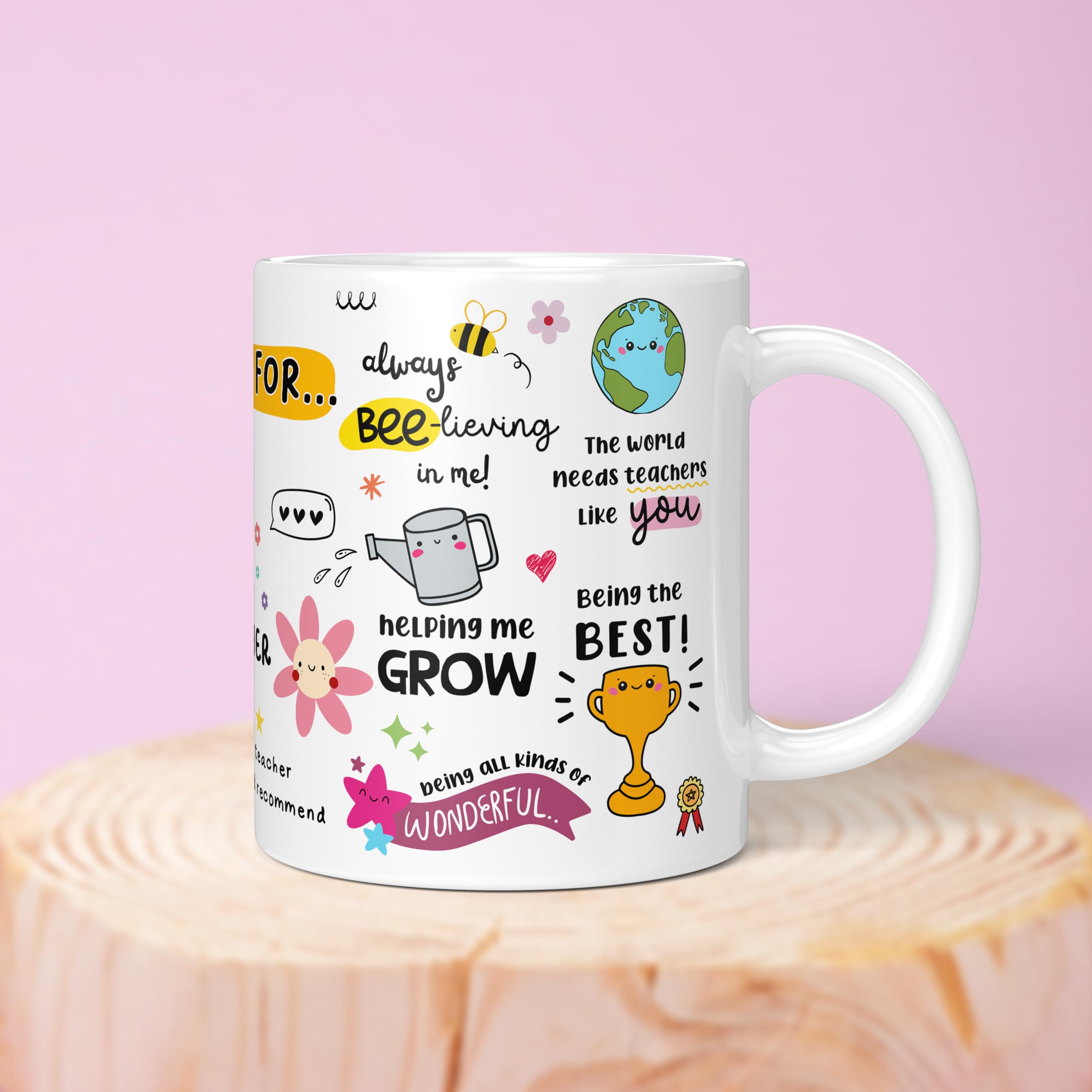 Makrana Art and Craft Thank You Teacher Ceramic Coffee Mug - 11oz (330ml) Microwave Safe, Dishwasher Safe - Personalized White Gift for Teachers Day, Appreciation, Retirement - Perfect for Coffee, Tea, Hot Chocolate at School or Home