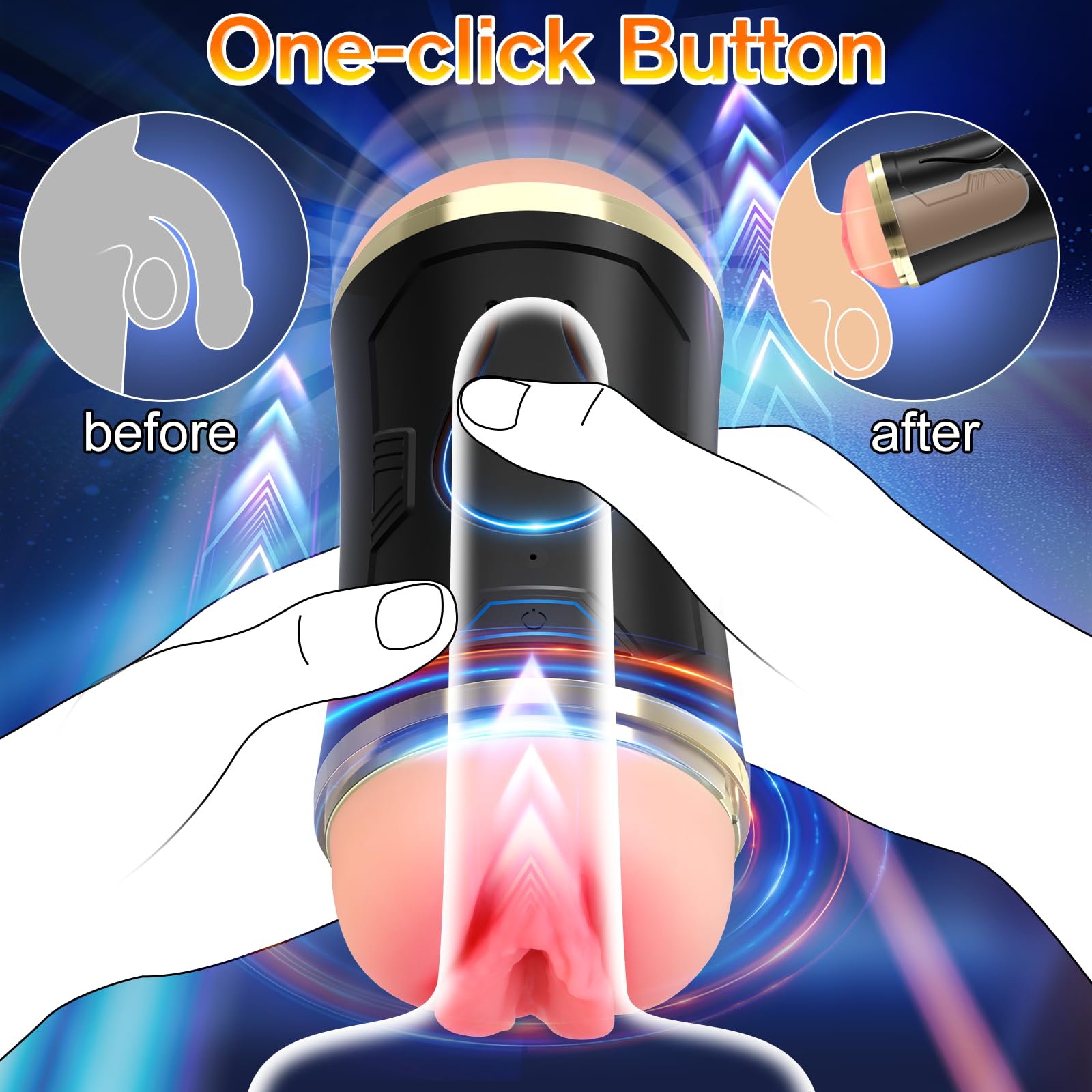 Automatic Male Masturbator - Electric Pocket Pussy with 10 Vibrating Modes for Penis Stimulation | Open-Ended Masturbation Cup | Rechargeable Adult Sex Toy for Men | Perfect for Solo Play, Couples Fun & Discreet Pleasure