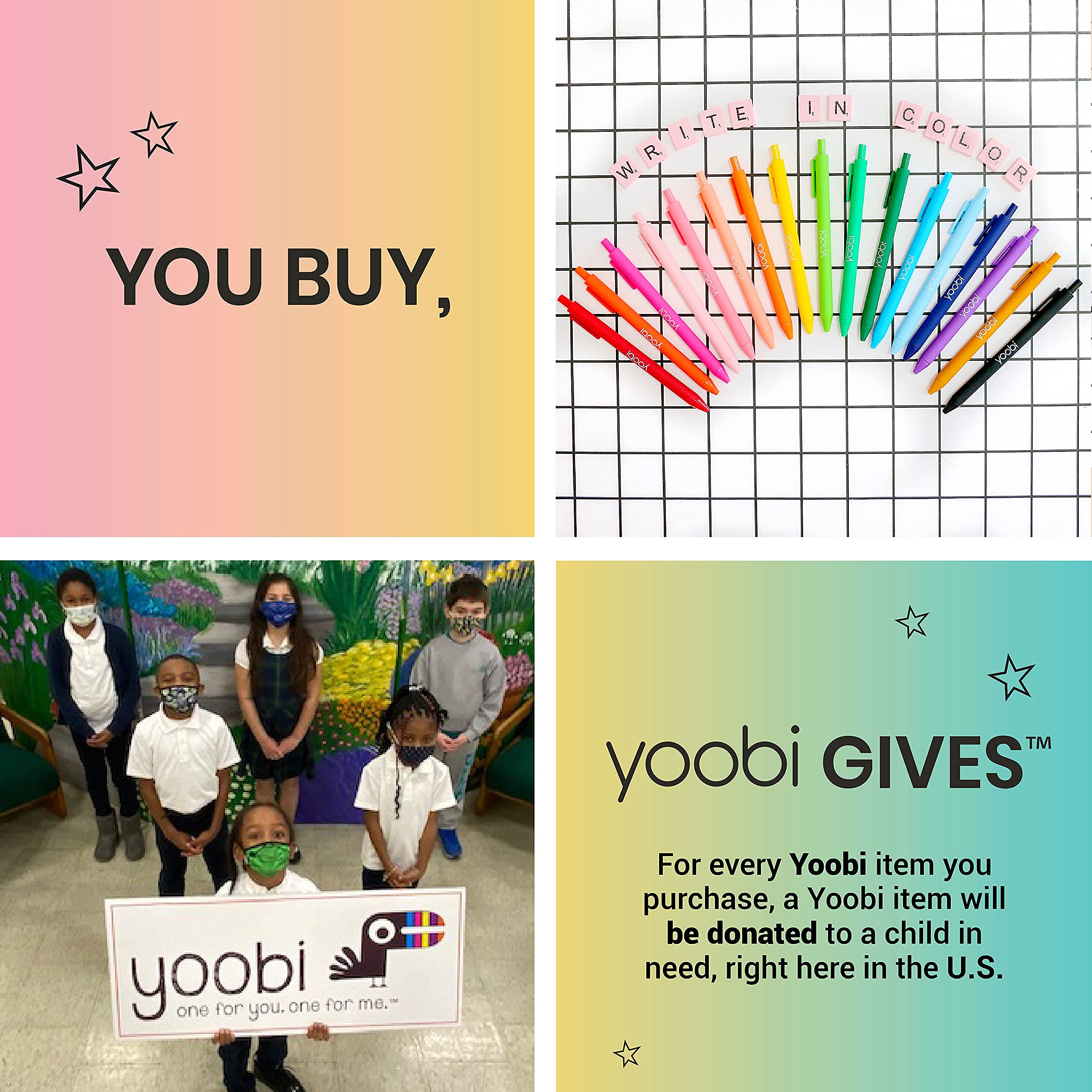 Yoobi Rainbow Sidewalk Chalk and Stencil Set - 16 Piece Non-Toxic Washable Chalk with 2 Holders & 4 Fun Stencils for Kids Outdoor Art Activities | Perfect for Birthday Gifts, Summer Play & Creative Street Drawing
