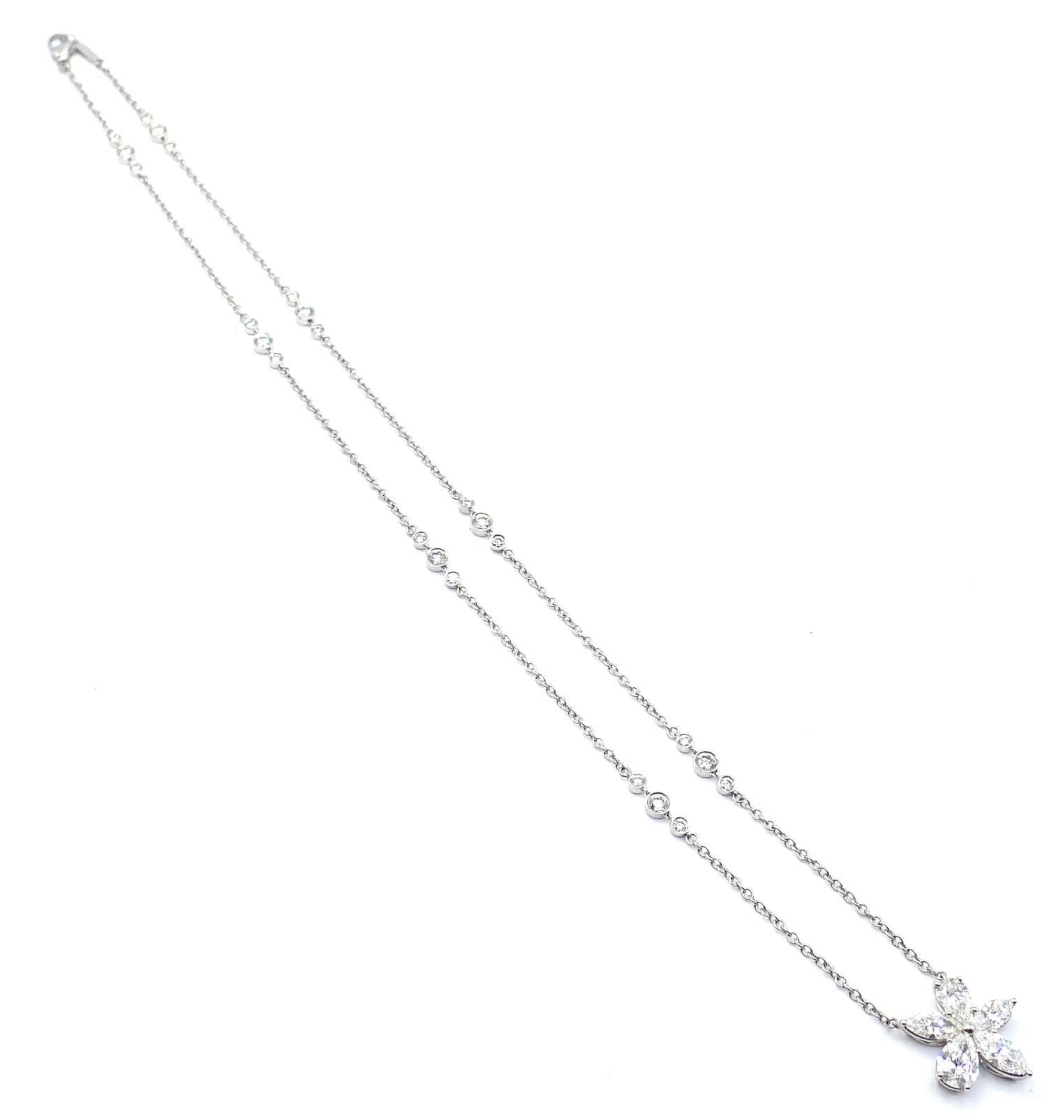 Authentic Tiffany & Co Victoria Platinum Diamond Mixed Cluster Pendant Necklace | Luxury Jewelry Gift for Women | Perfect for Weddings, Anniversaries & Special Occasions