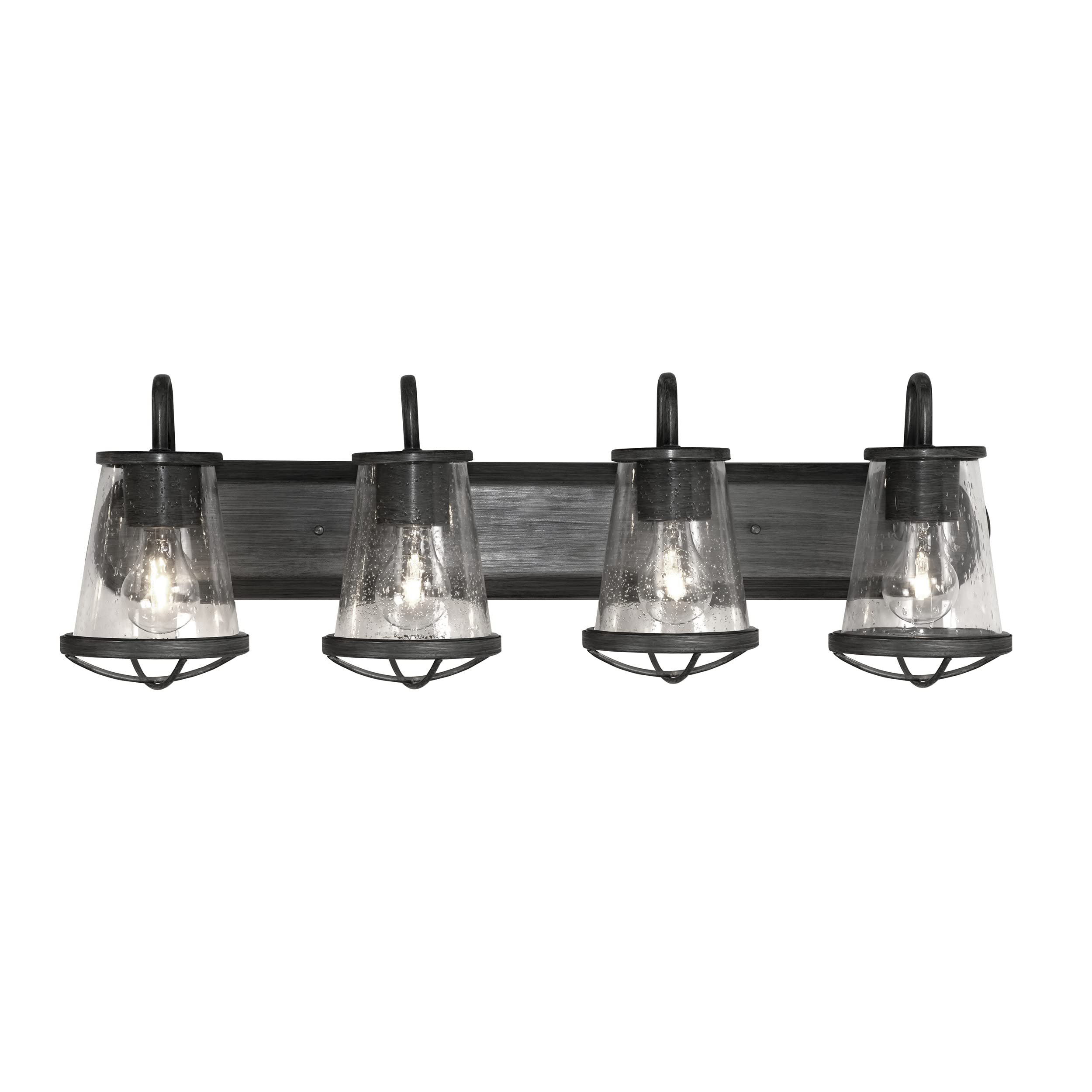 Designers Fountain 87004-WI 30 Inch Darby 4-Light Bathroom Vanity Light Fixture in Weathered Iron Finish - Perfect for Modern Farmhouse, Rustic, or Industrial Style Bathrooms