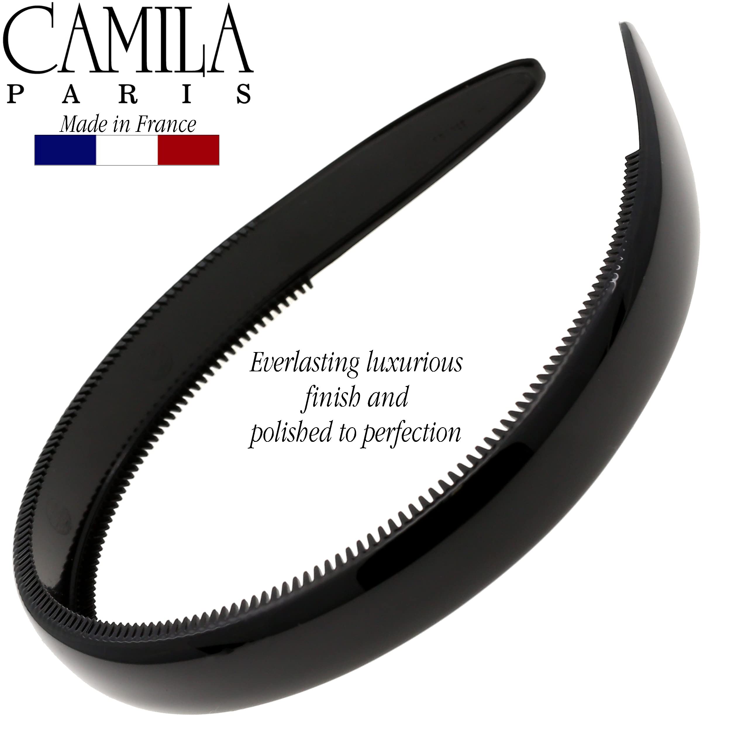 Camila Paris CP3012 French Fashion Headband for Women - Flexible Non-Slip Hairband with Teeth for Strong Hold | Durable Cellulose Hair Accessory Made in France | Perfect for Workouts, Weddings & Everyday Styling
