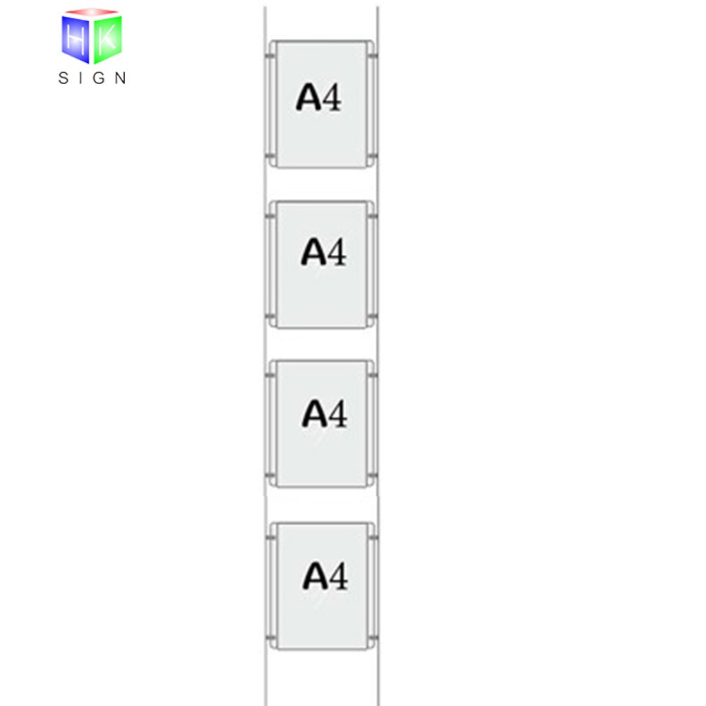 A4 Portrait Real Estate Window Hanging LED Sign Holder Display - 4 Pack Vertical Column Set for Property Listings & Store Promotions