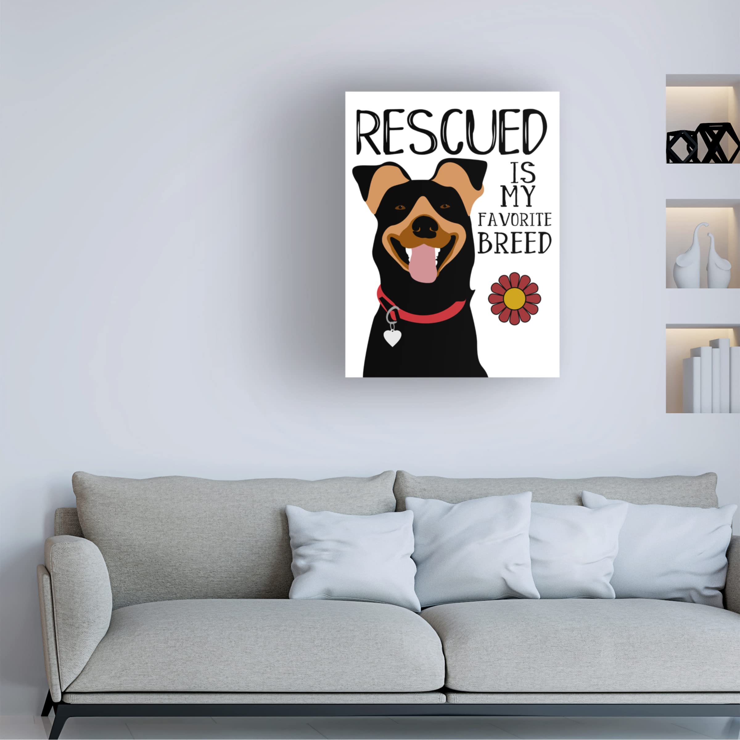 Trademark Fine Art 'Rescued is My Favorite Breed' Canvas Print by Ginger Oliphant - Dog Lover Gift, Animal Rescue Wall Decor for Living Room & Bedroom