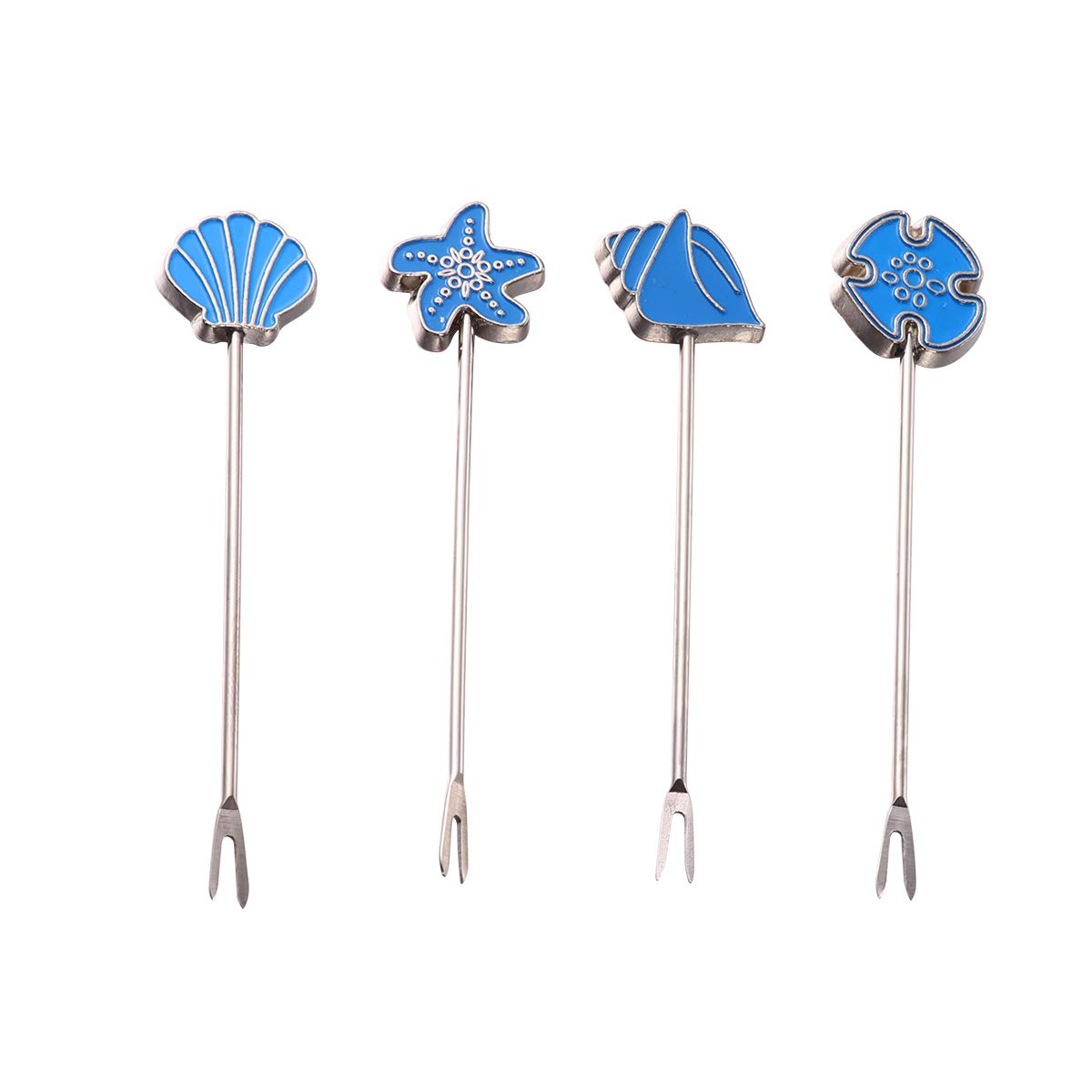 Amosfun 2 Sets Valentine's Day Fruit Forks - Elegant Dessert Forks for Cake, Party, Wedding & Home Decor (Blue) | Perfect for Banquets, Bars, and Romantic Celebrations